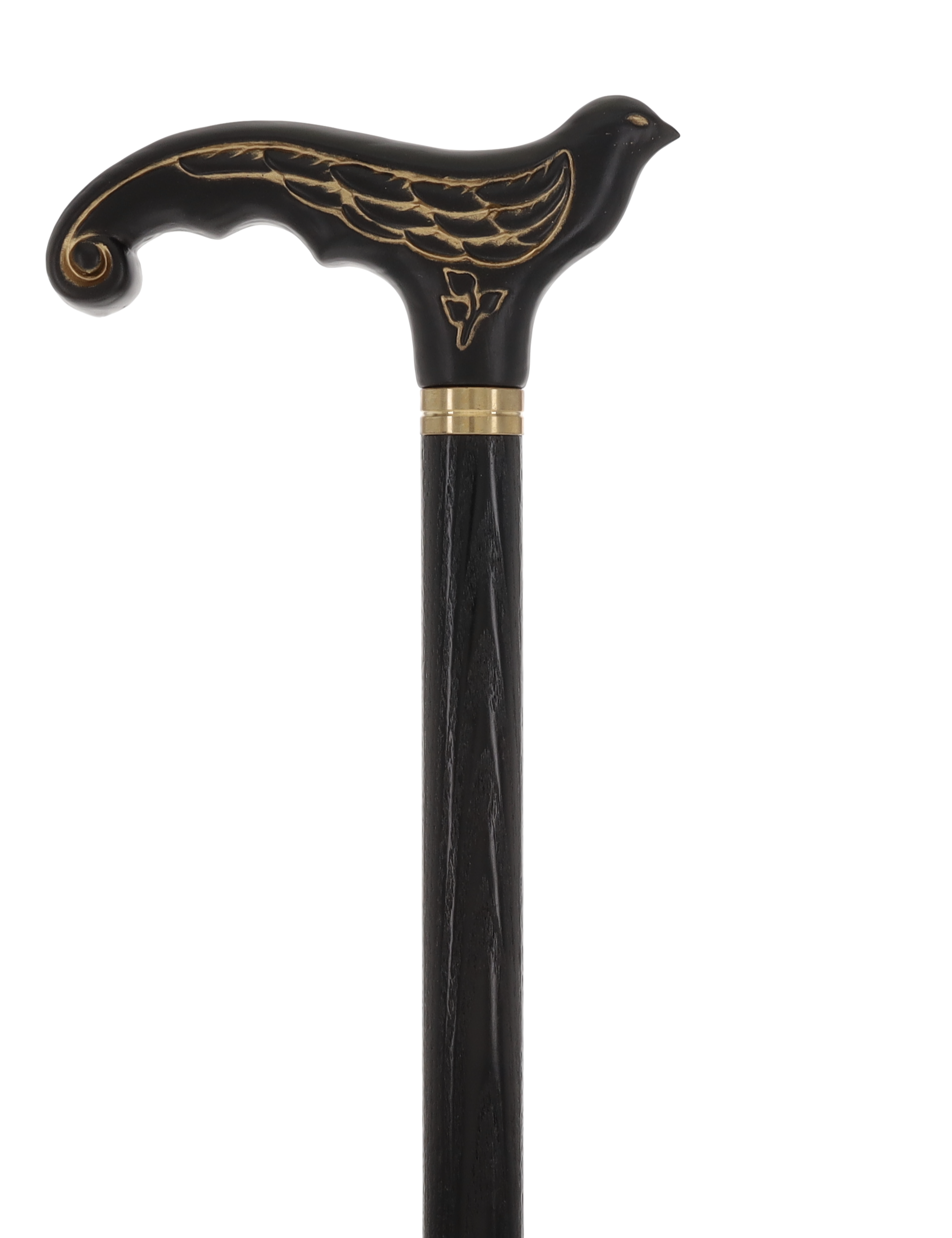 Swallow Bird Black: Artisan Intricate Detail Handcarved Cane