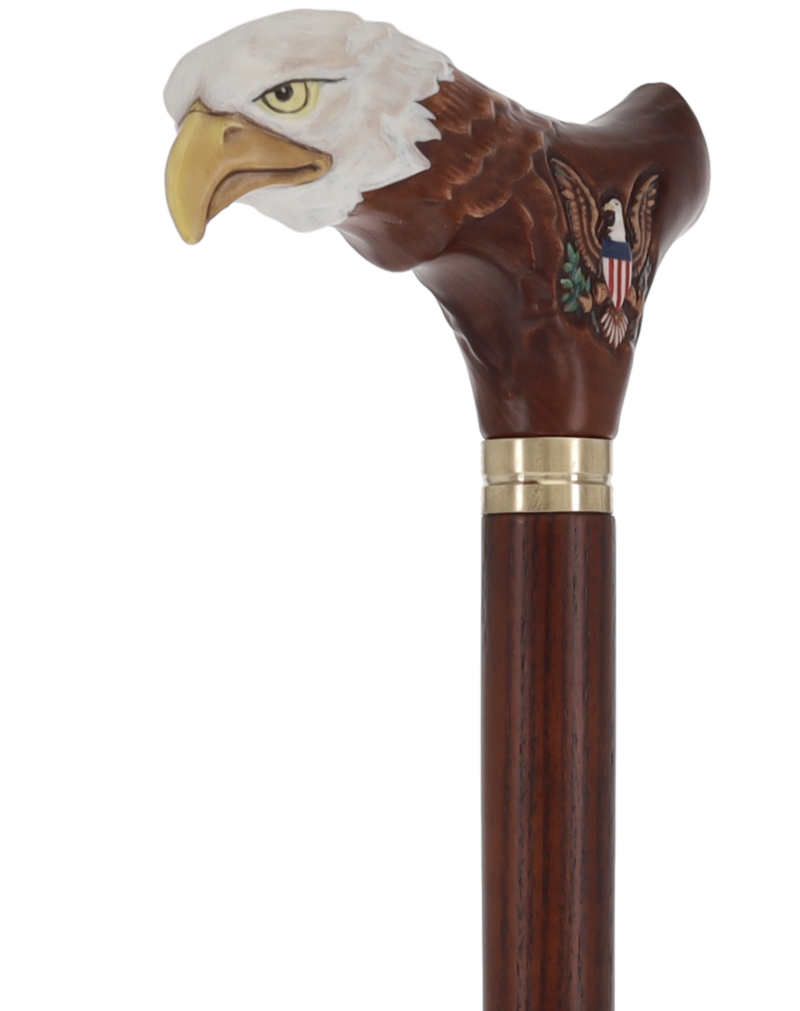 USA Bald Eagle Patriotic Handcarved Cane - Dark Wood (ash)