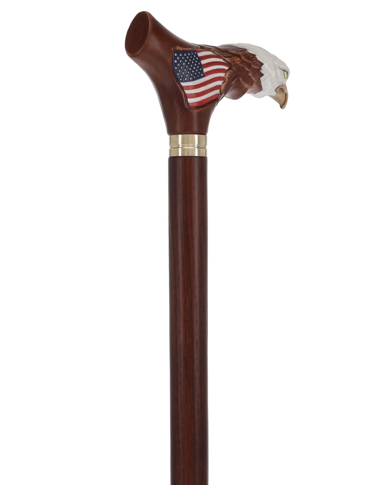 USA Bald Eagle Patriotic Handcarved Cane - Dark Wood (ash)