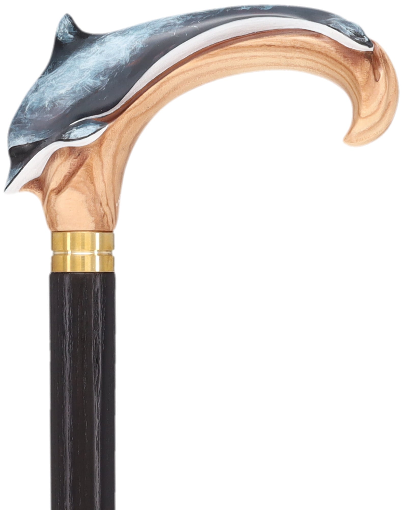 Masterpiece  Hand-Carved Dolphin Painted Walking Cane