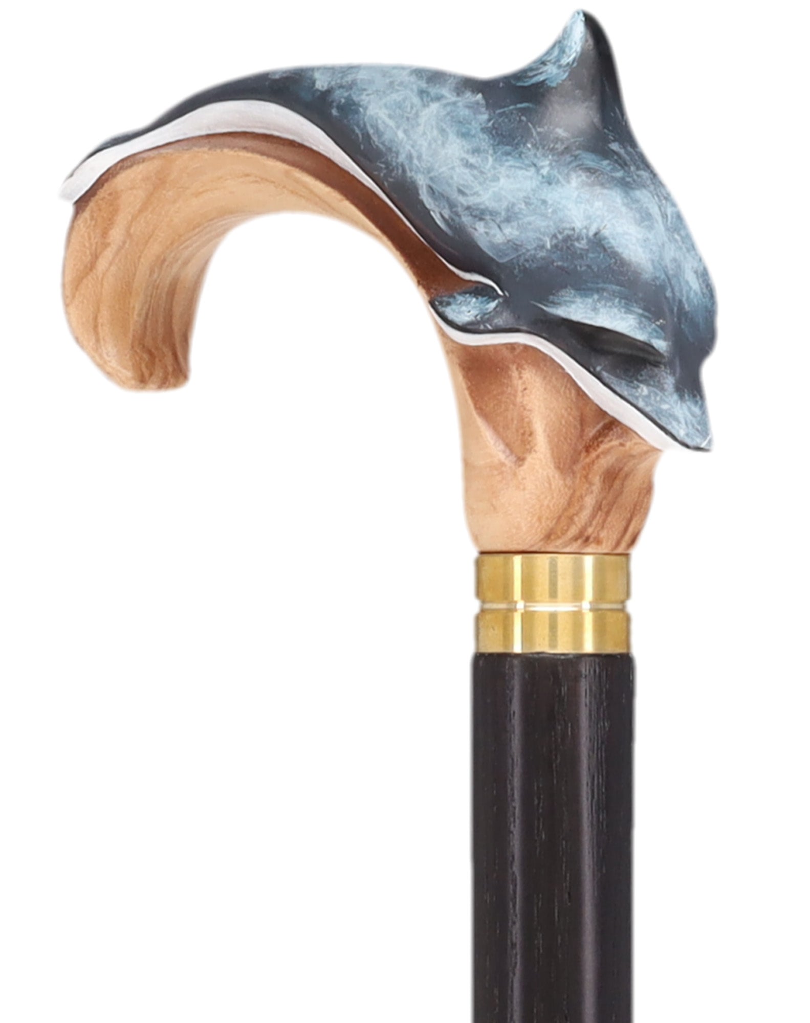 Masterpiece  Hand-Carved Dolphin Painted Walking Cane