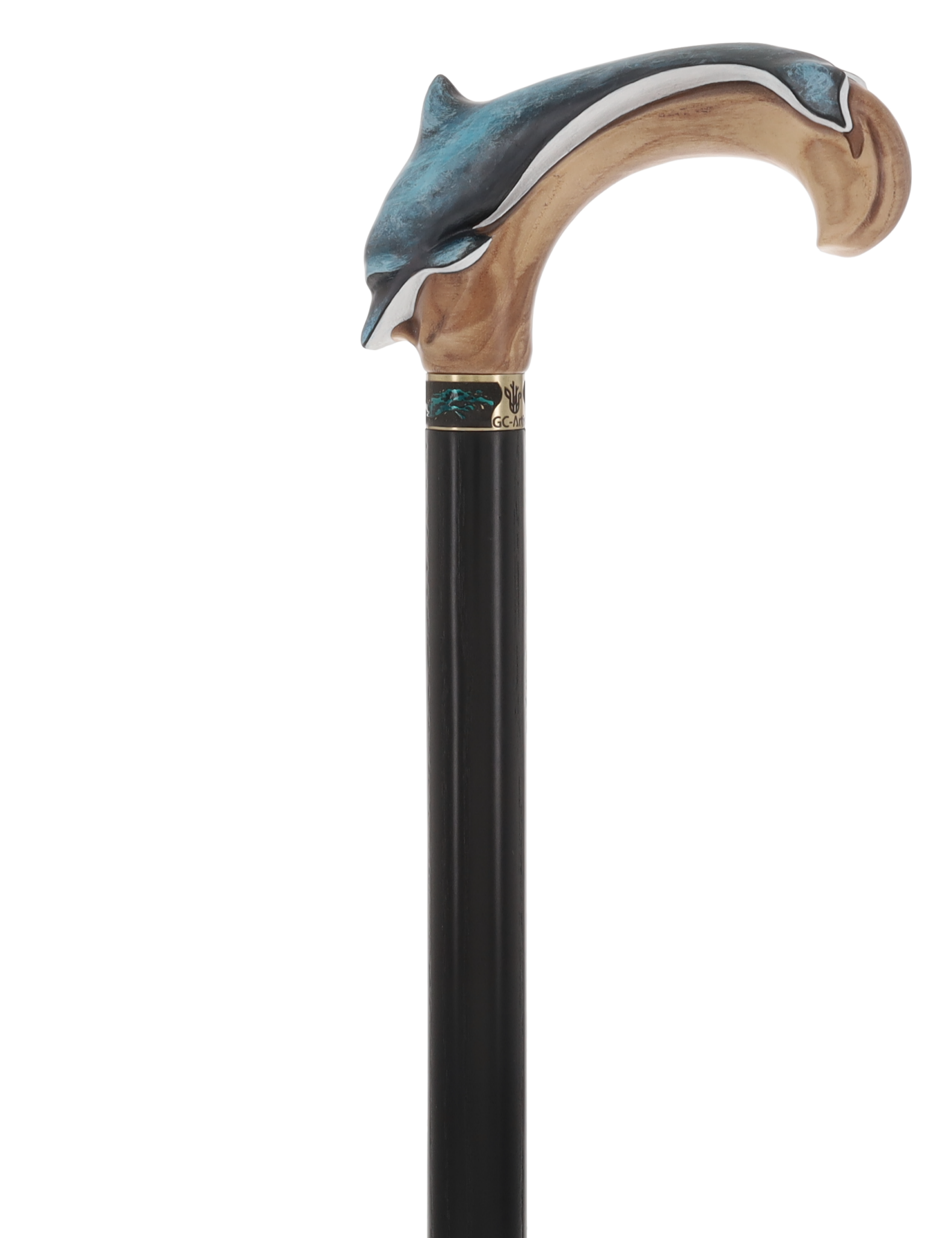 Masterpiece  Hand-Carved Dolphin Painted Walking Cane