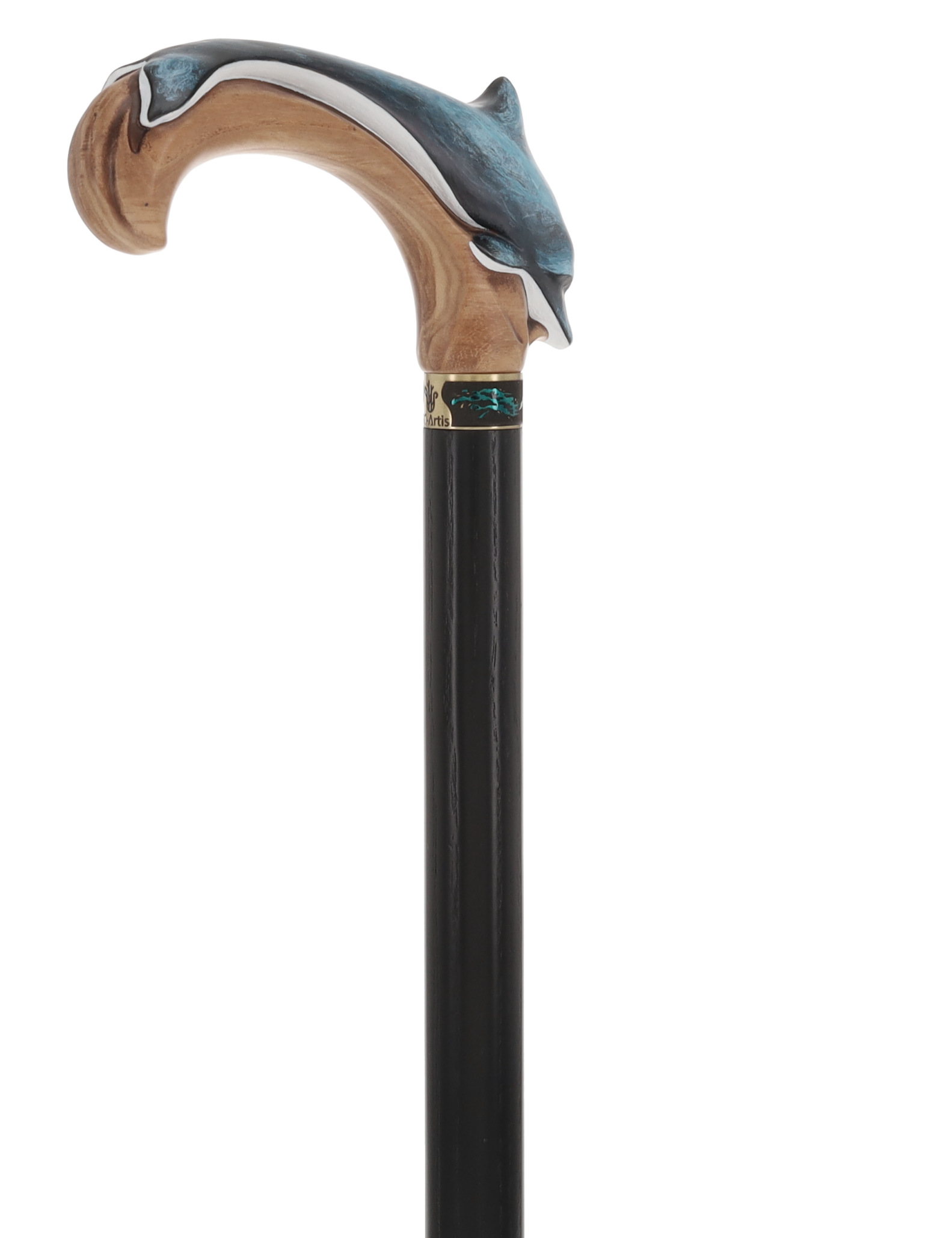Masterpiece  Hand-Carved Dolphin Painted Walking Cane
