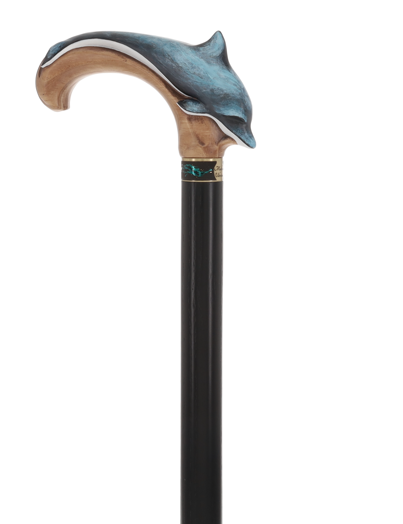 Masterpiece  Hand-Carved Dolphin Painted Walking Cane