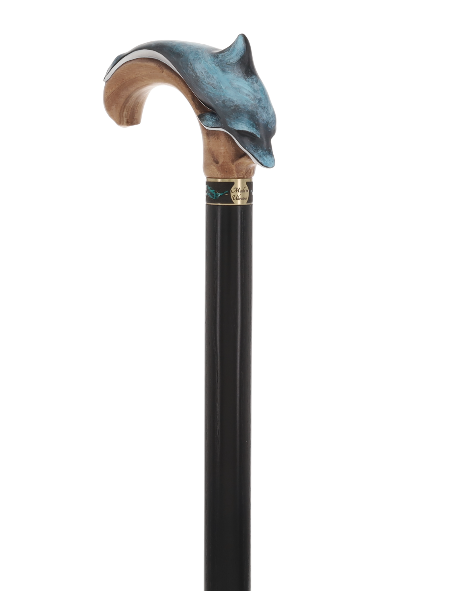 Masterpiece  Hand-Carved Dolphin Painted Walking Cane