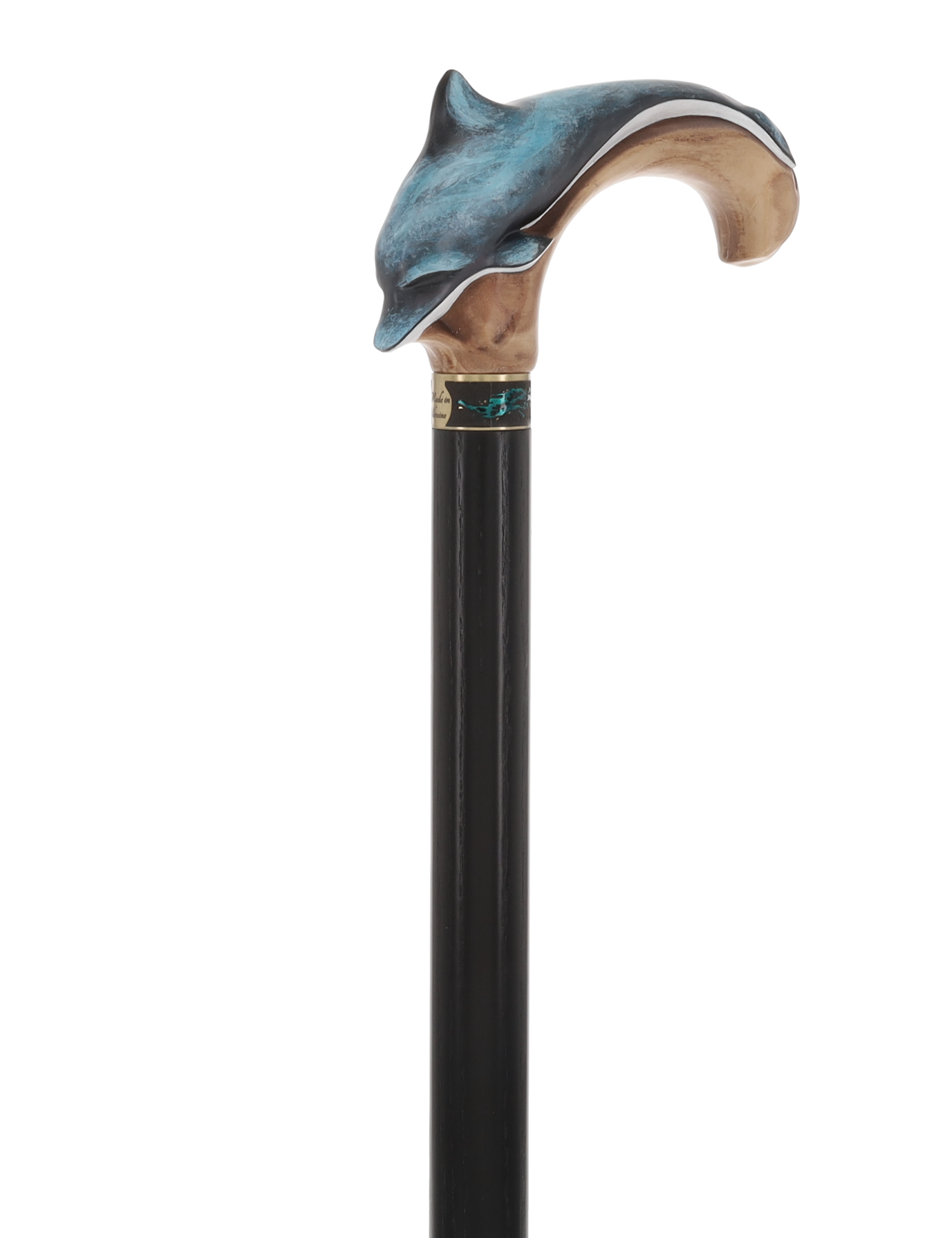 Masterpiece  Hand-Carved Dolphin Painted Walking Cane