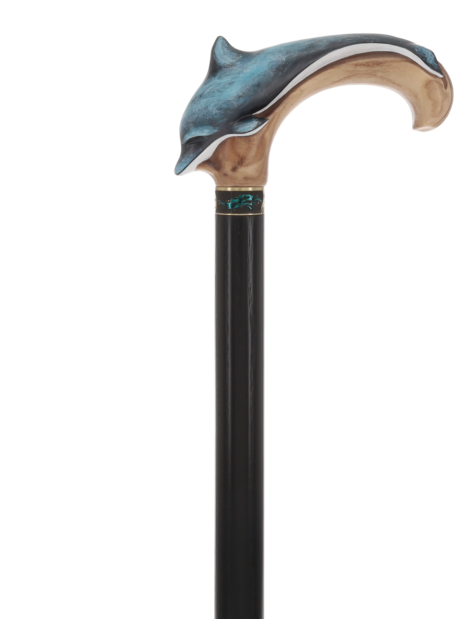 Masterpiece  Hand-Carved Dolphin Painted Walking Cane