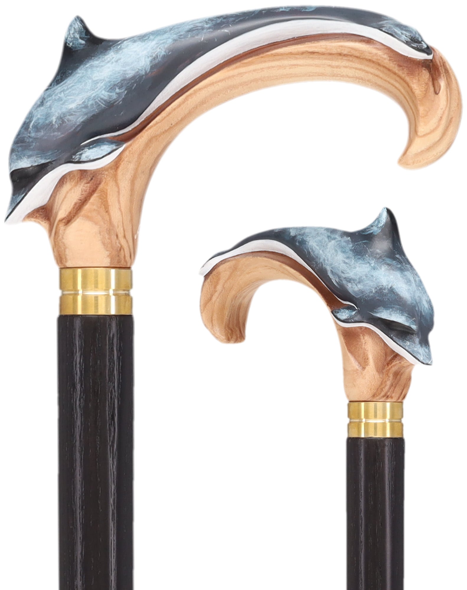 Masterpiece  Hand-Carved Dolphin Painted Walking Cane