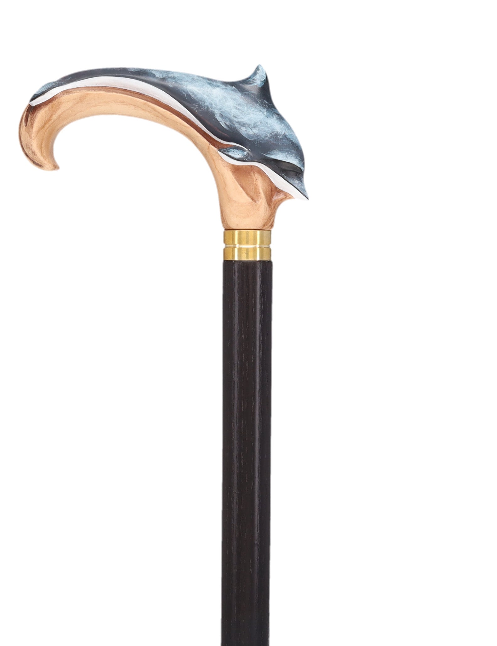 Masterpiece  Hand-Carved Dolphin Painted Walking Cane