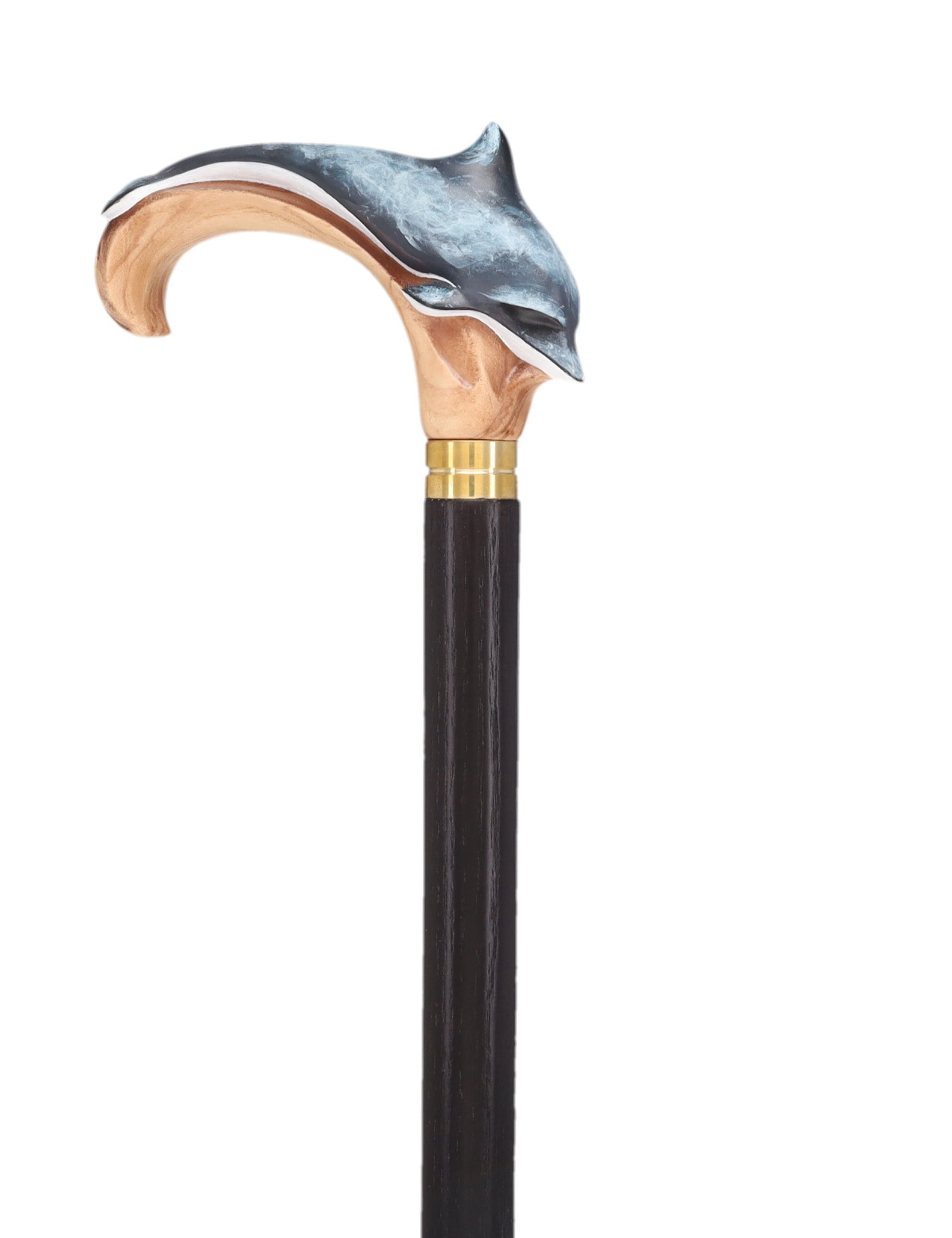 Masterpiece  Hand-Carved Dolphin Painted Walking Cane