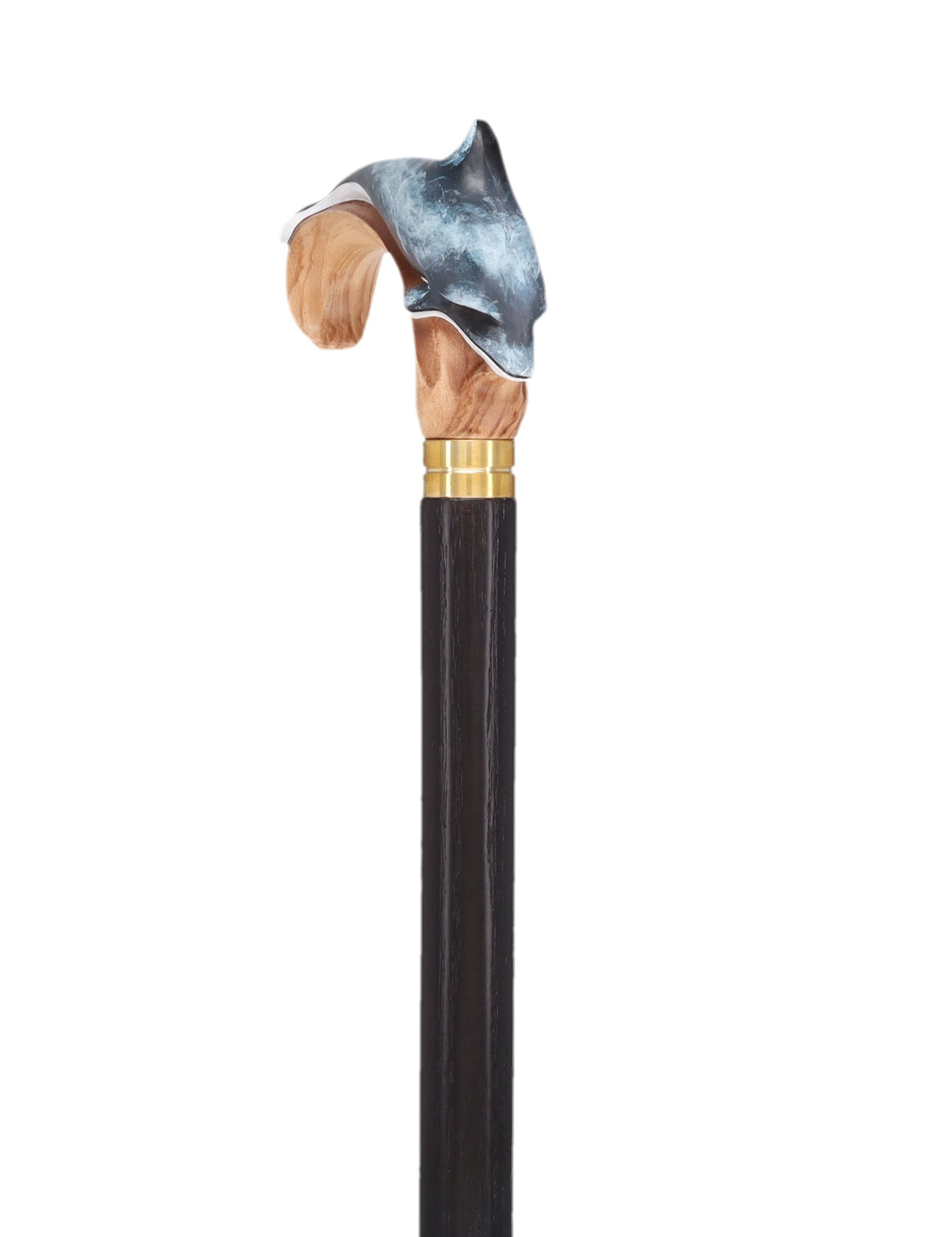 Masterpiece  Hand-Carved Dolphin Painted Walking Cane