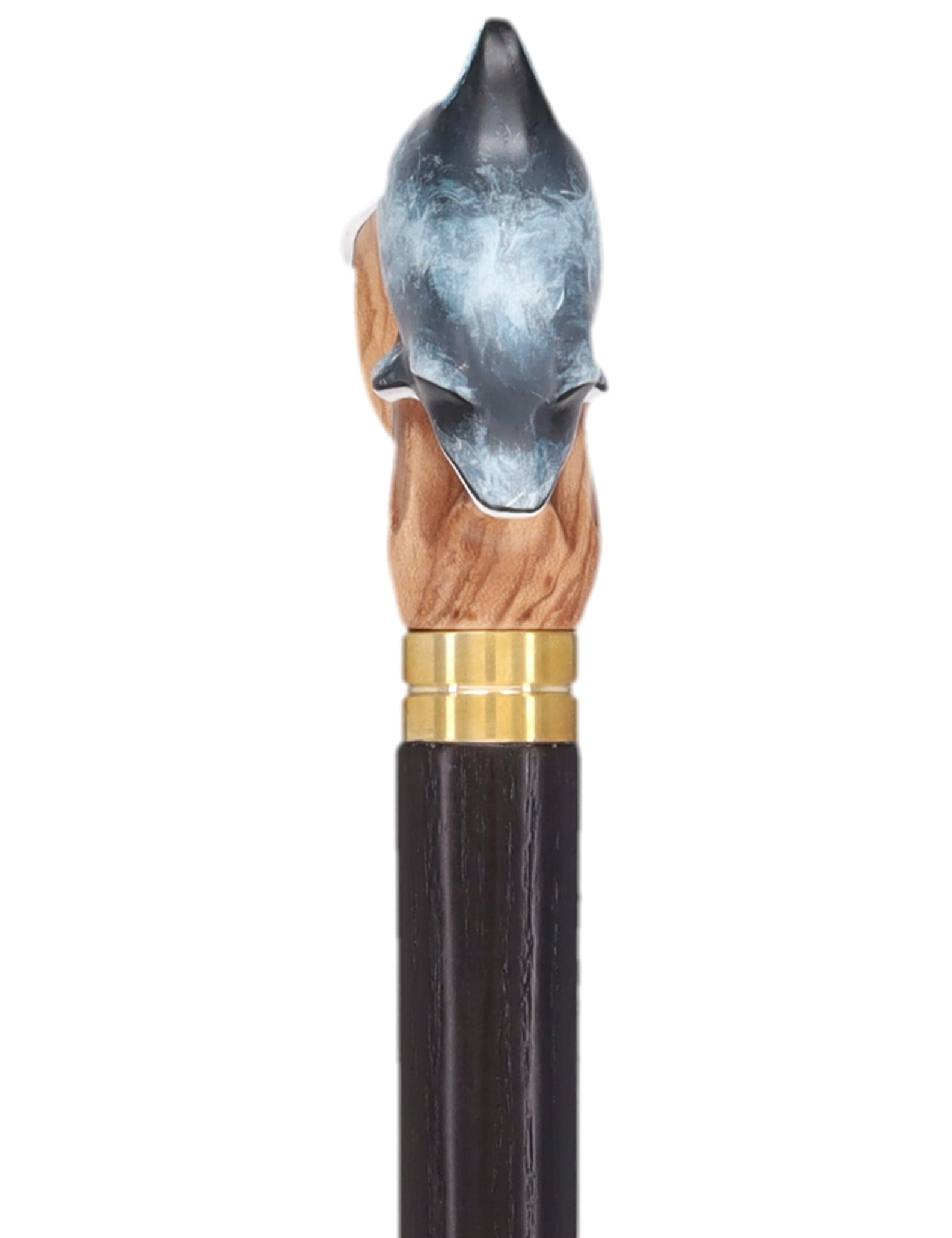 Masterpiece  Hand-Carved Dolphin Painted Walking Cane