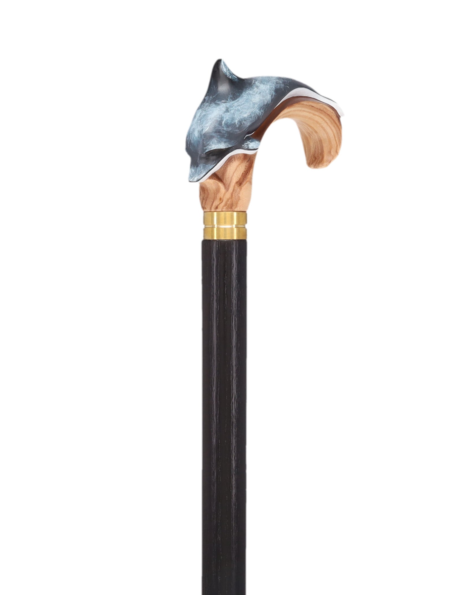 Masterpiece  Hand-Carved Dolphin Painted Walking Cane