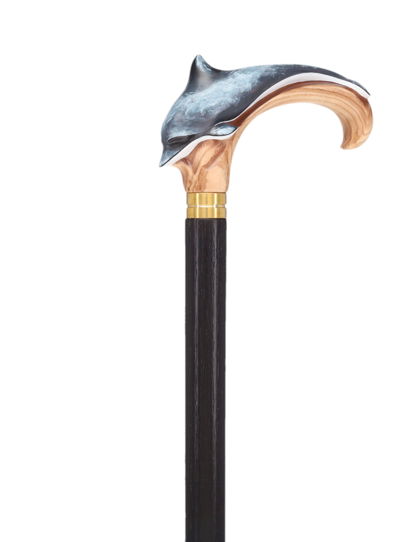 Masterpiece  Hand-Carved Dolphin Painted Walking Cane