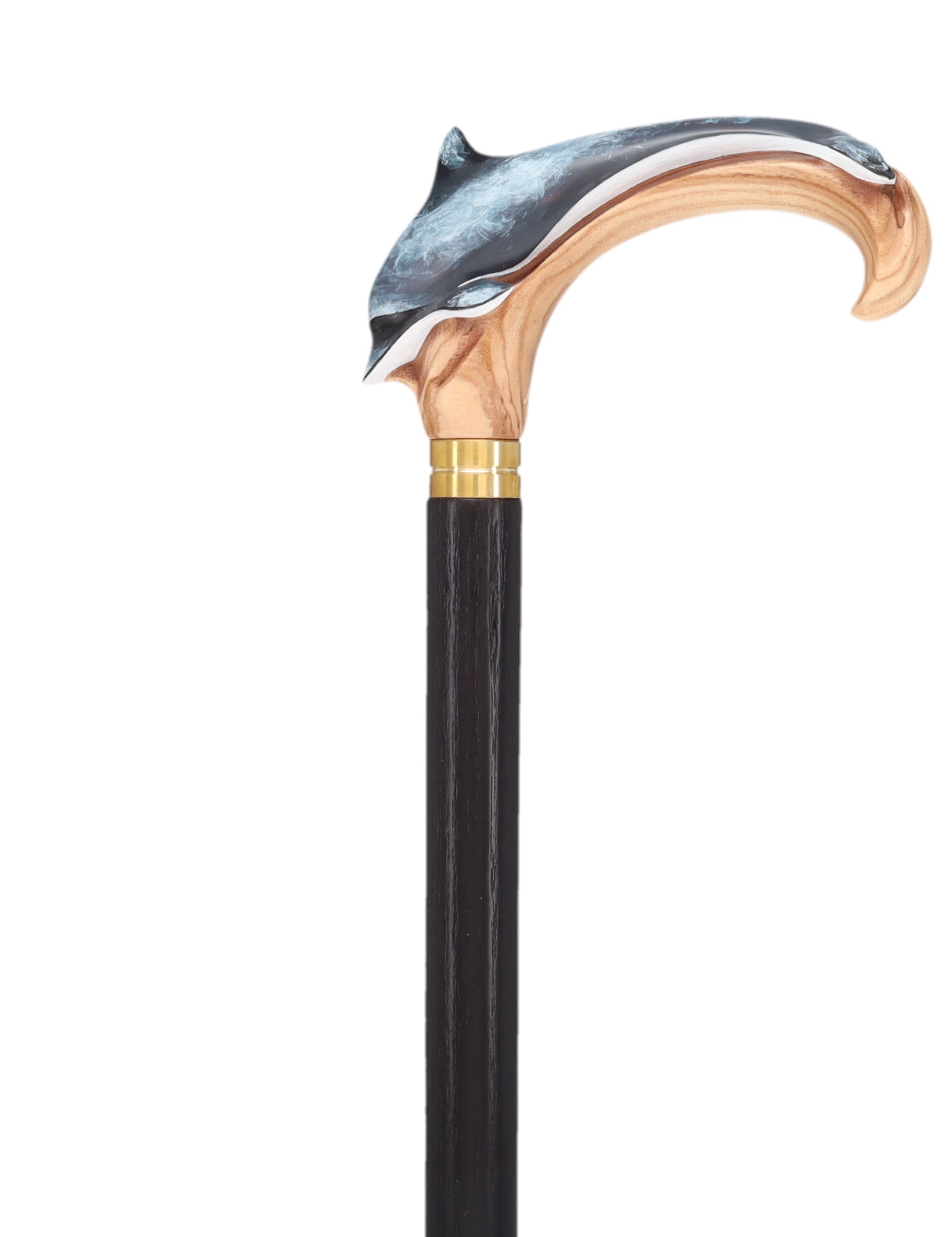 Masterpiece  Hand-Carved Dolphin Painted Walking Cane