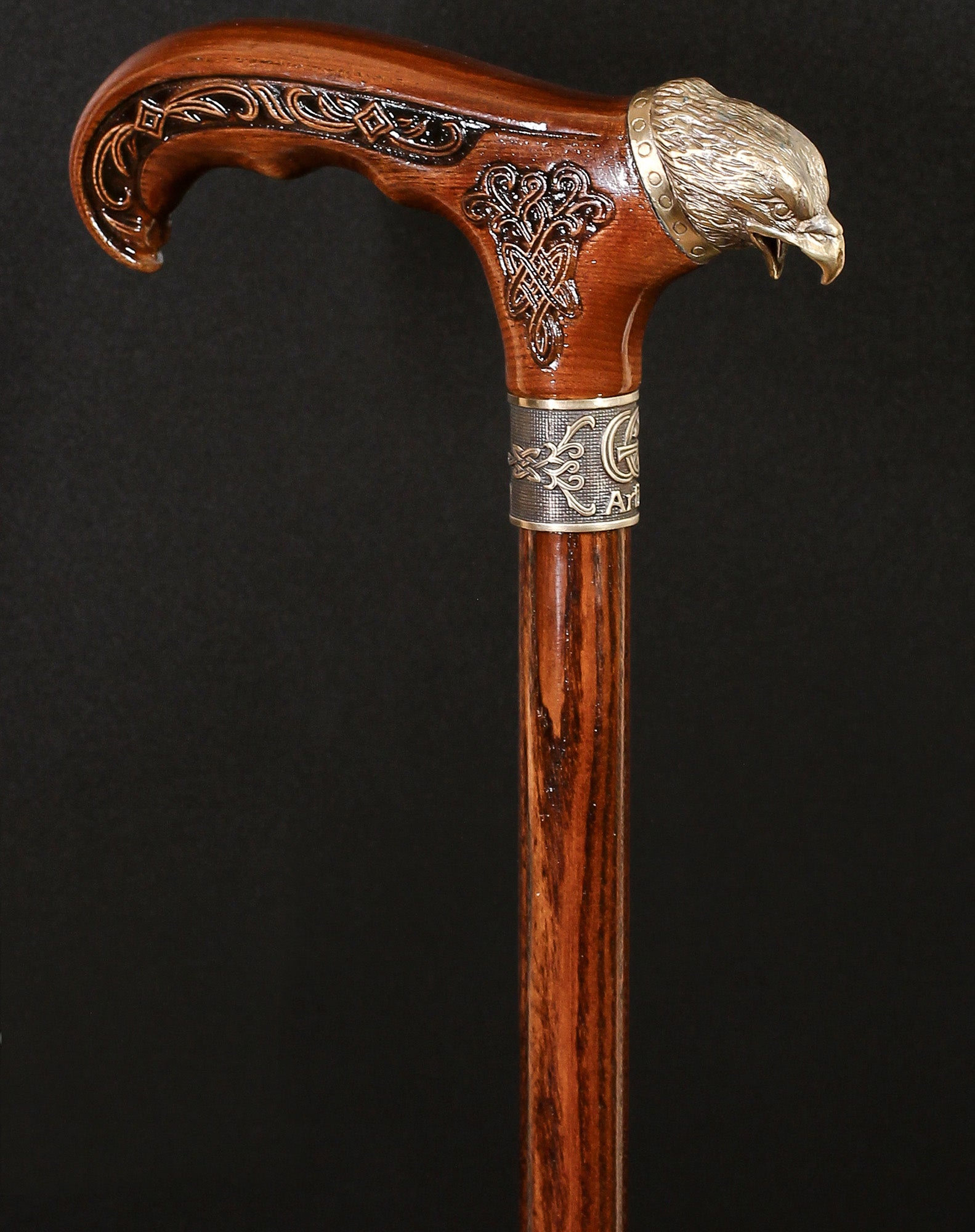 Eagle Head: Bronze Artisan Intricate Detail Design Cane