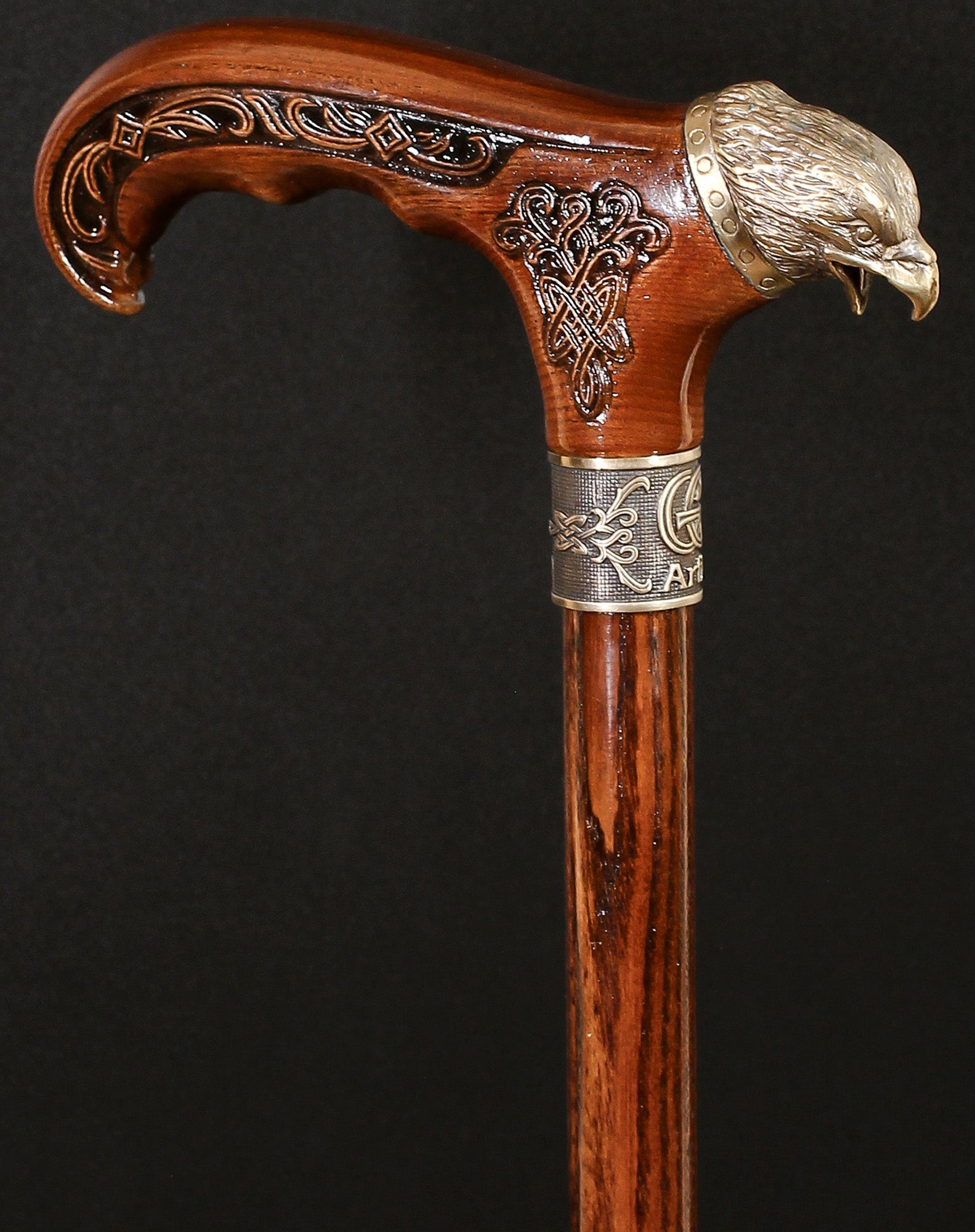 Eagle Head: Bronze Artisan Intricate Detail Design Cane