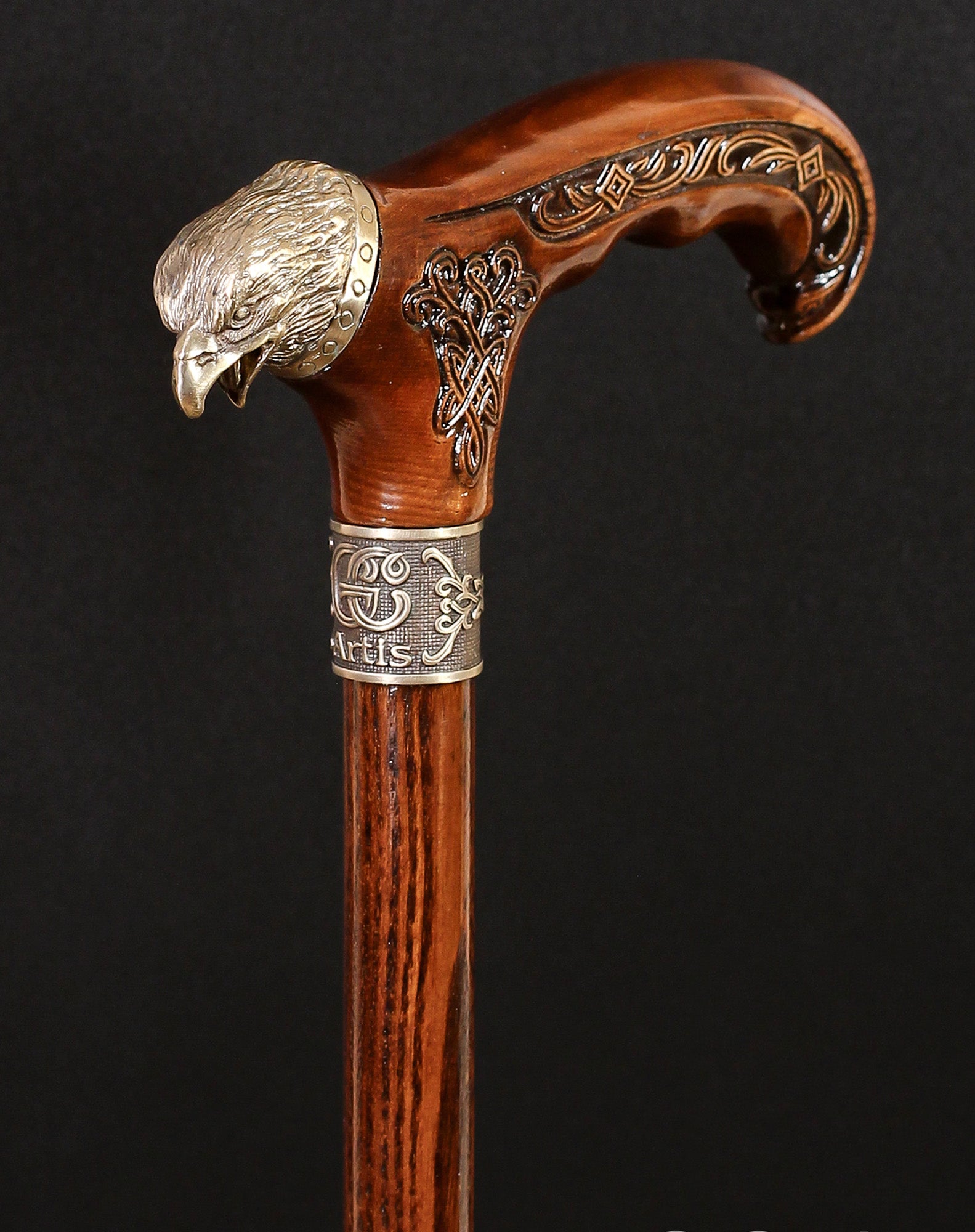 Eagle Head: Bronze Artisan Intricate Detail Design Cane