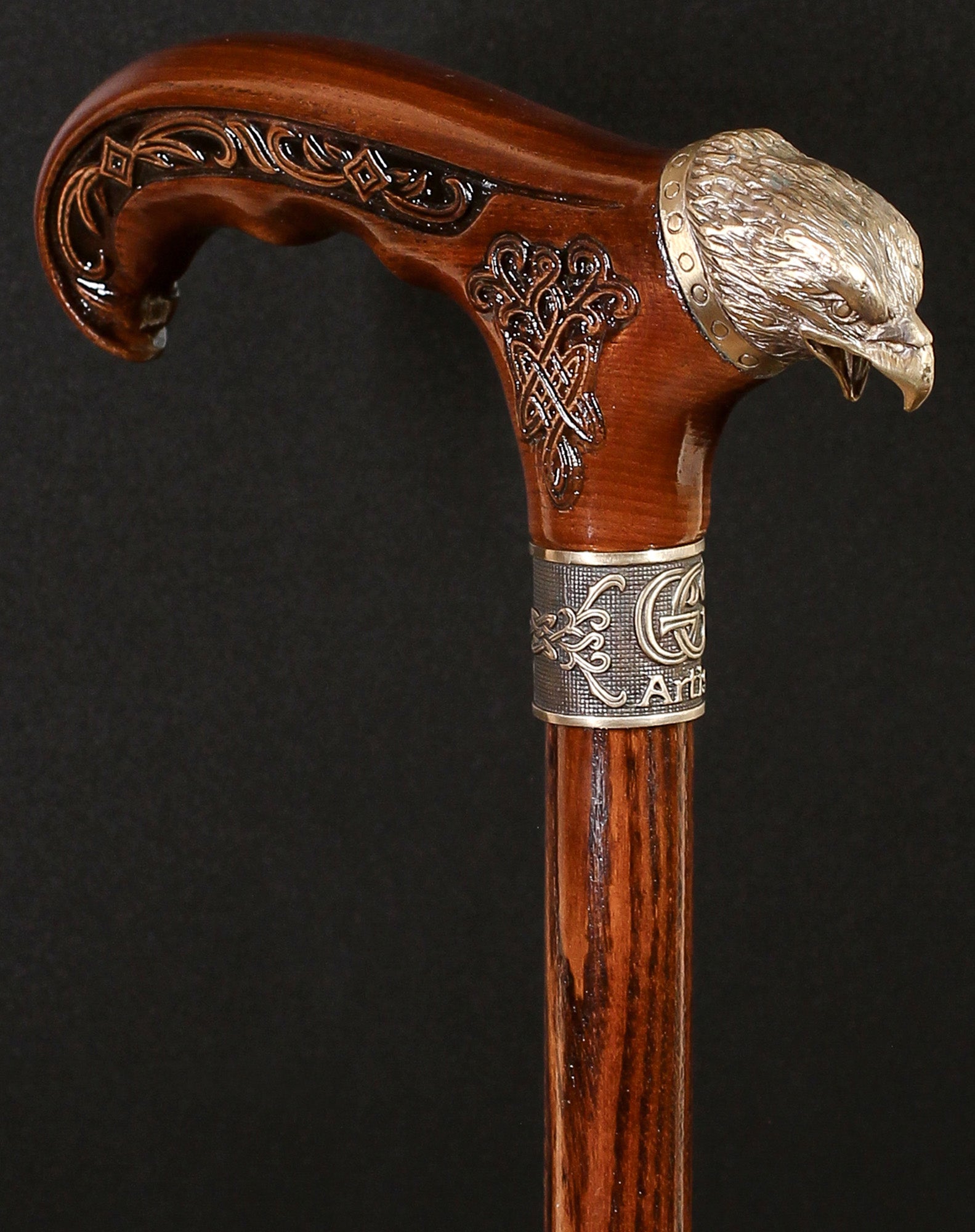 Eagle Head: Bronze Artisan Intricate Detail Design Cane
