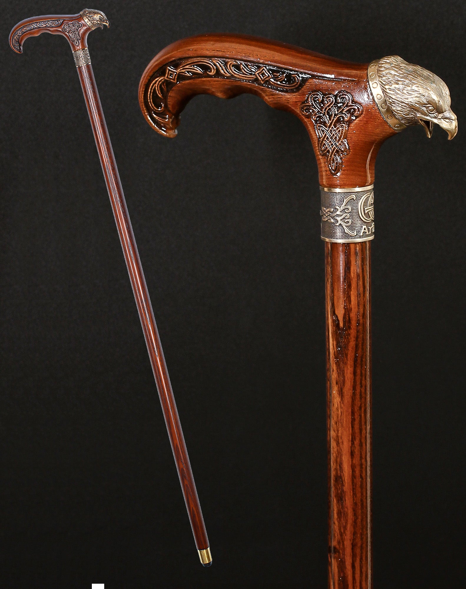 Eagle Head: Bronze Artisan Intricate Detail Design Cane
