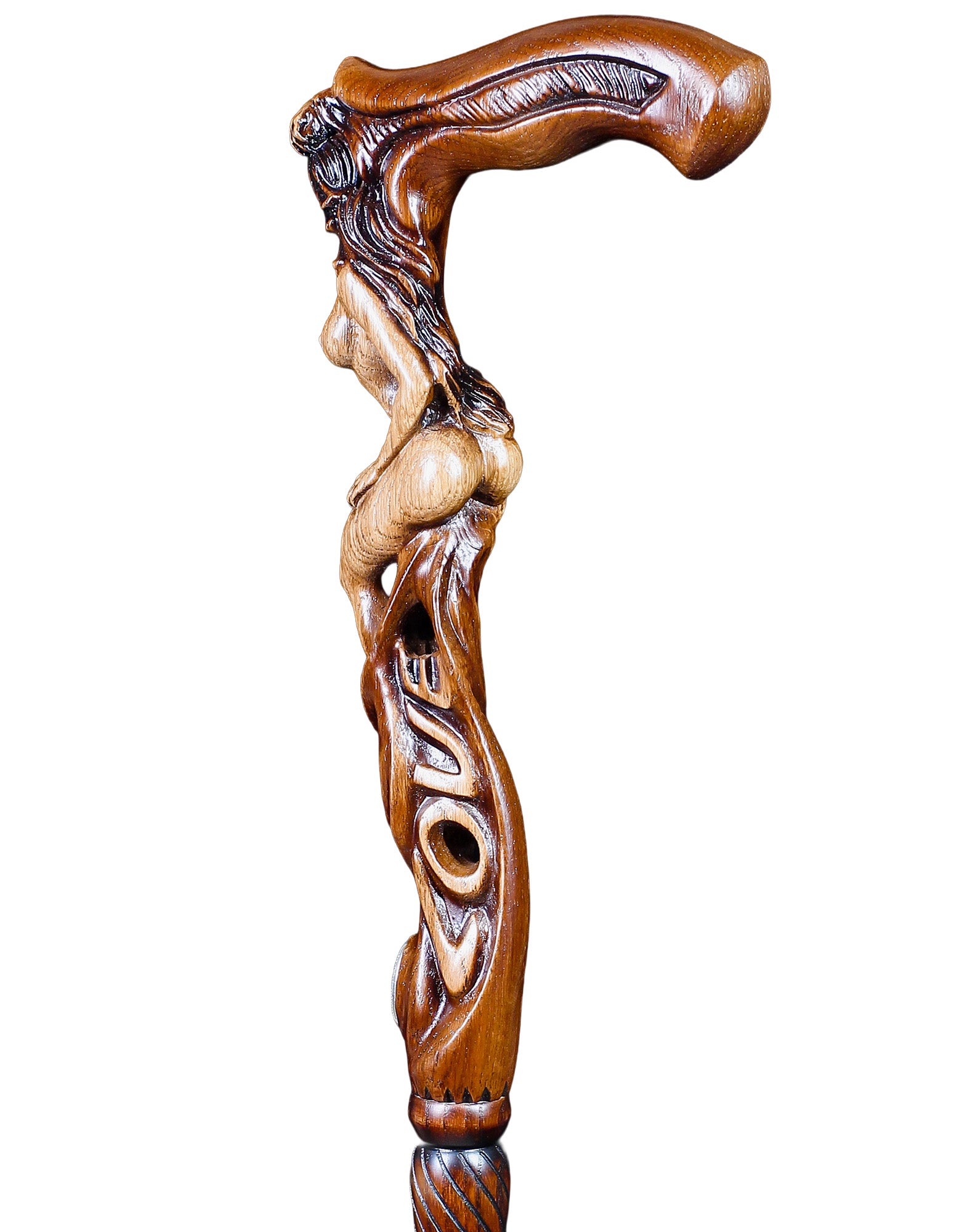 Mother Nature: Oak Wood Artisan Intricate Handcarved Cane