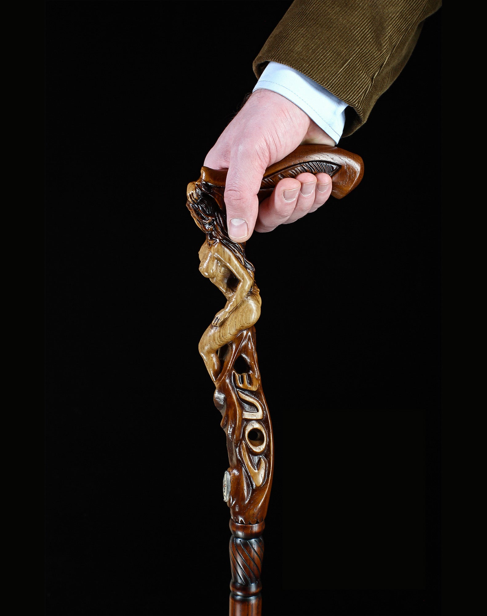 Mother Nature: Oak Wood Artisan Intricate Handcarved Cane