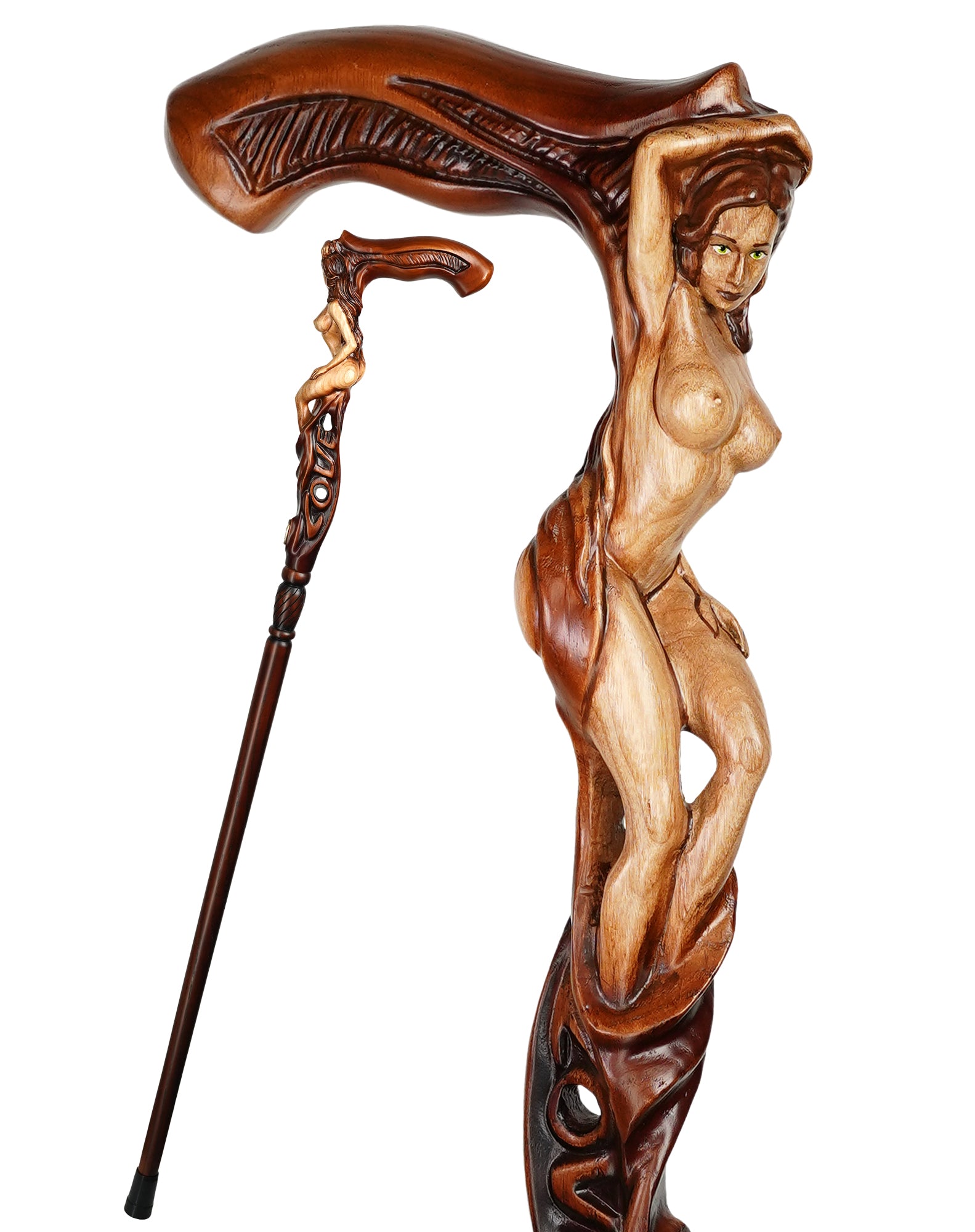 Mother Nature: Oak Wood Artisan Intricate Handcarved Cane