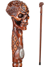 Egyptian Skull Cane: Unique Wood Handcarved Artisan Detail