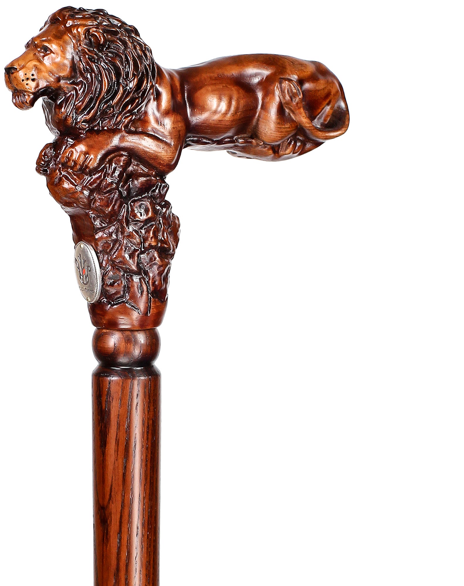 Lion King: Artisan Intricate Handcarved Oak Cane (Right Hand)
