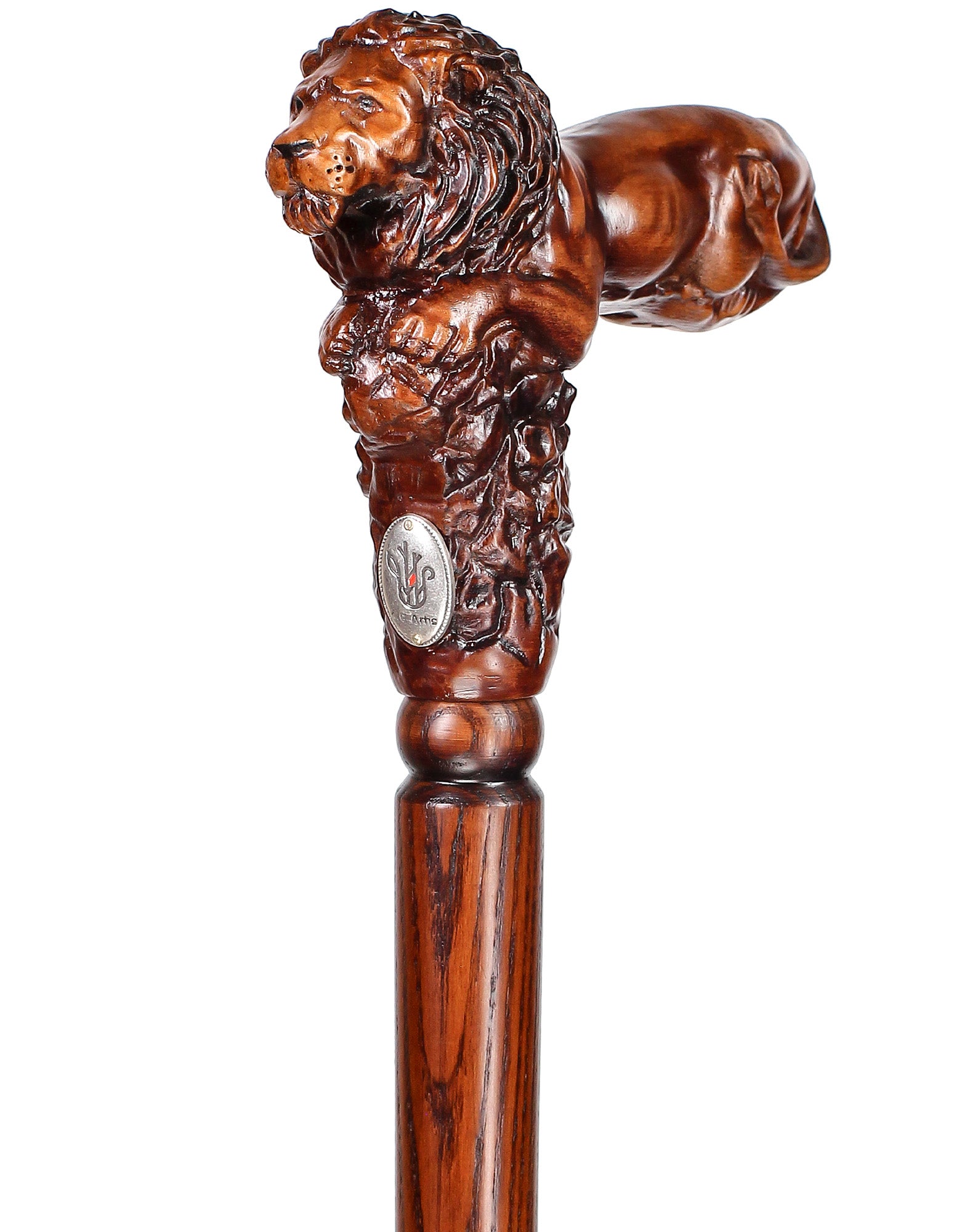 Lion King: Artisan Intricate Handcarved Oak Cane (Right Hand)