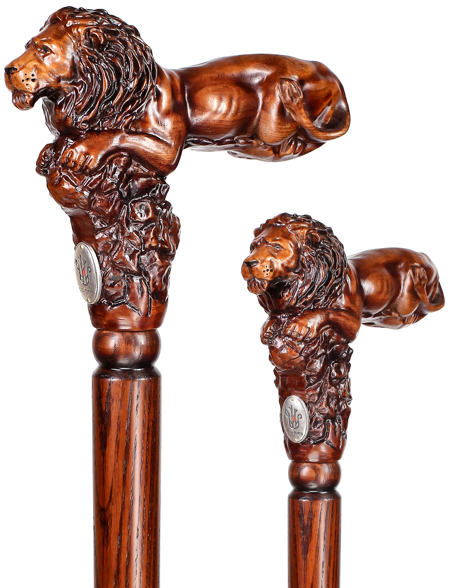 Lion King: Artisan Intricate Handcarved Oak Cane (Right Hand)