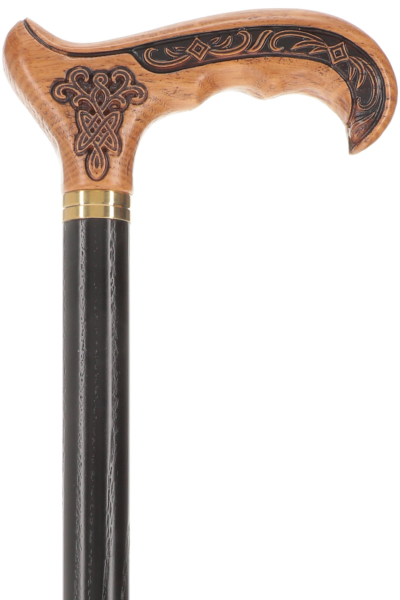 Scratch and Dent Handcarved Celtic Art : Oak Wood Cane Derby Handle
