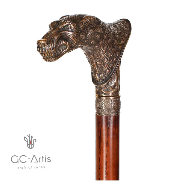 Wolf Vintage: Bronze Artisan Intricate Detail Design Cane