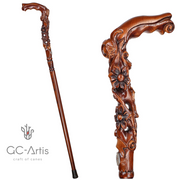 Master-Carved Rose Walking Cane | Elegant Floral Art