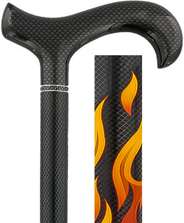 Scratch and Dent Exclusive Dr. House Flame Derby Cane - Carbon Fiber V3458