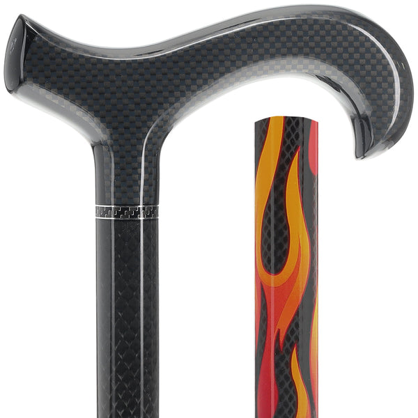 Scratch and Dent House Flame Derby Walking Cane With Mesh Carbon Fiber Shaft V2236