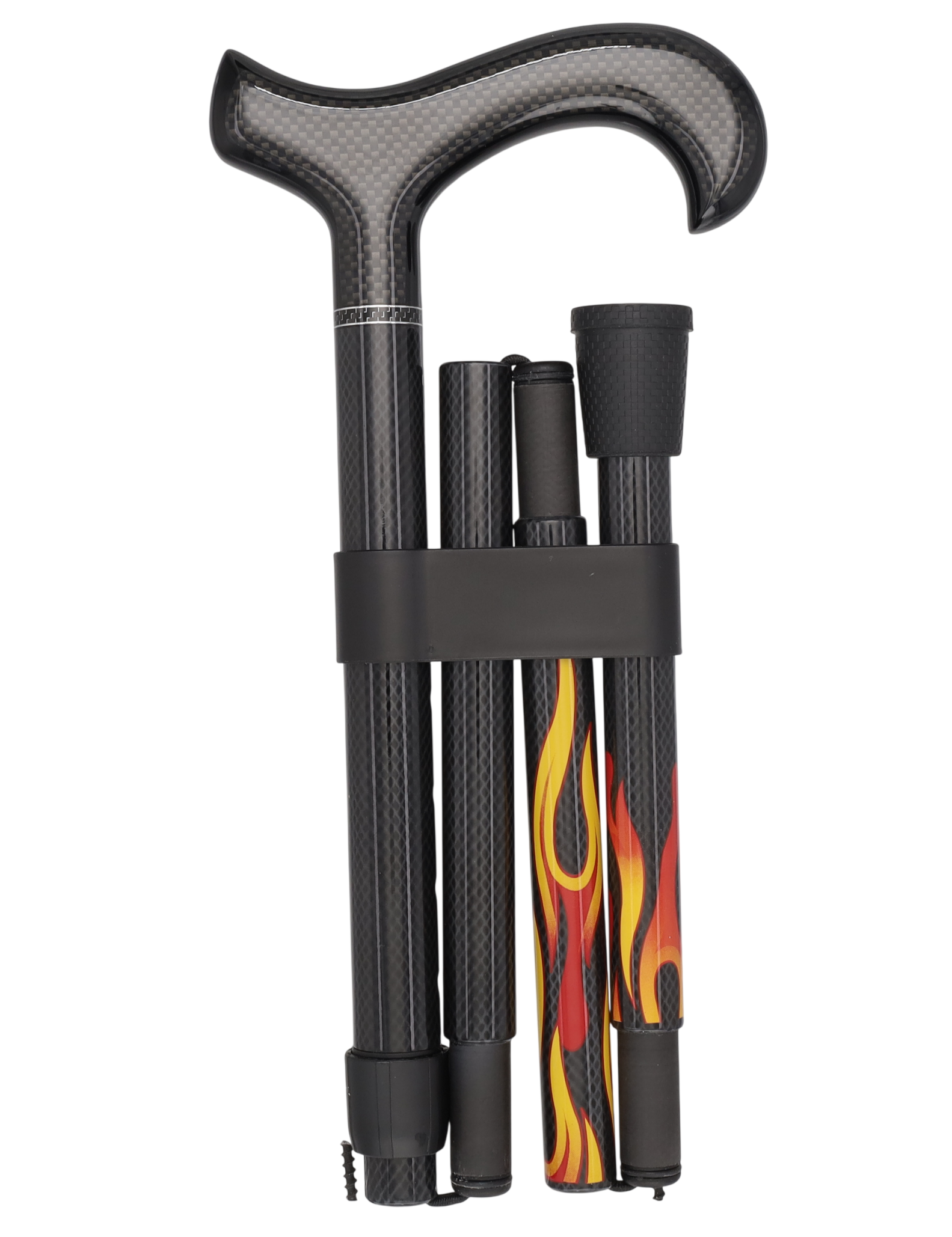 Dr. House Flame Derby Cane: Foldable & Adjustable Carbon Fiber