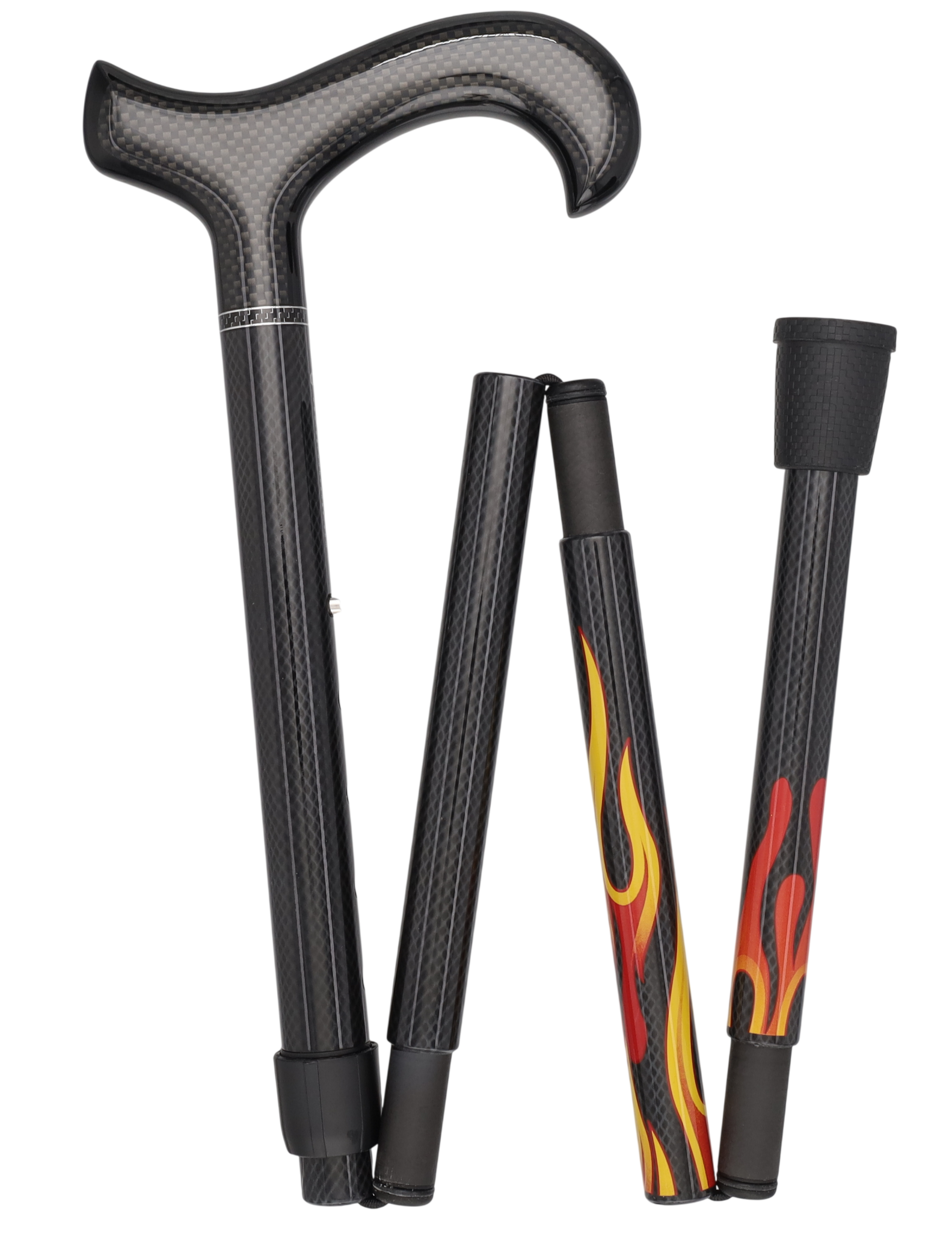 Dr. House Flame Derby Cane: Foldable & Adjustable Carbon Fiber