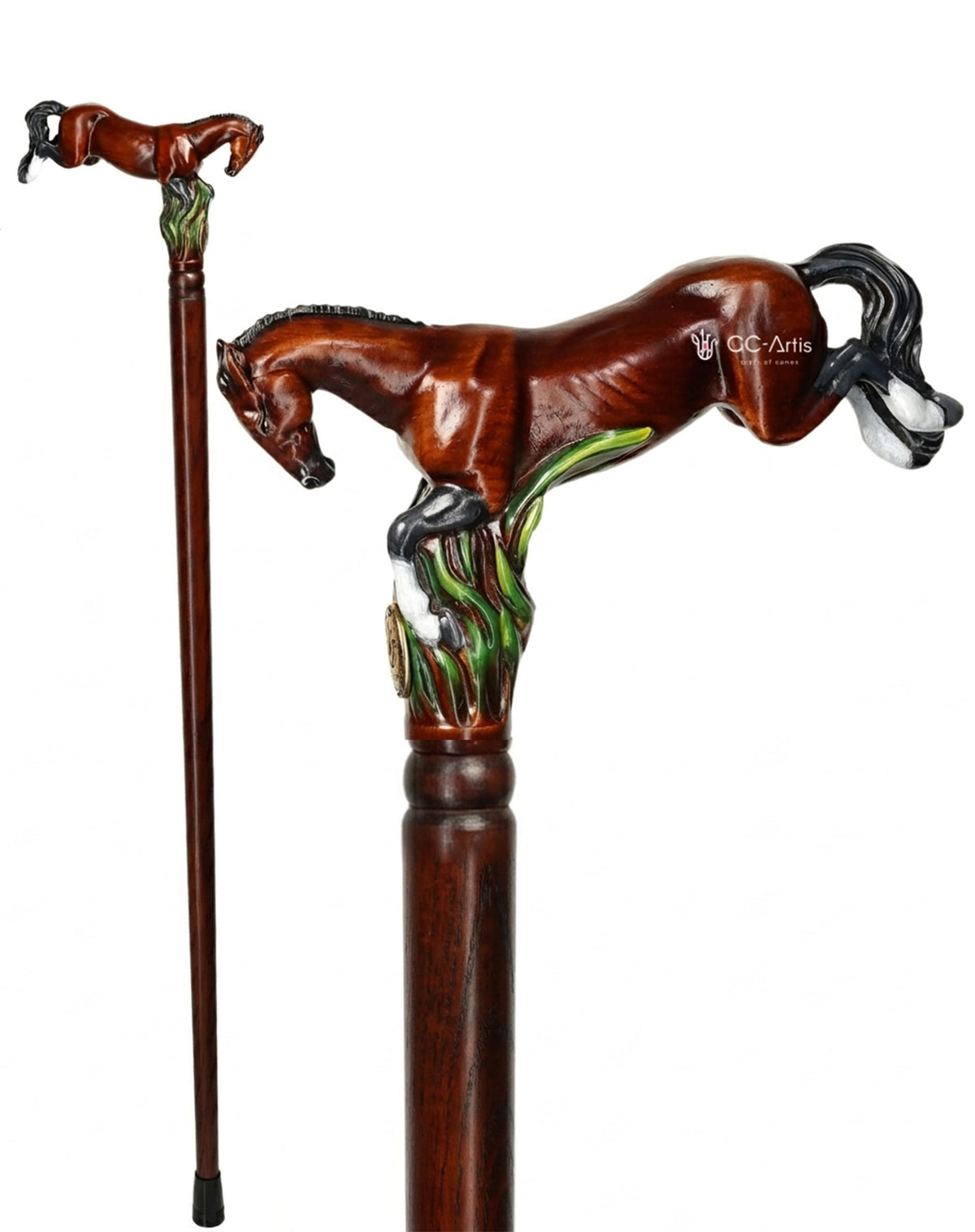 Sprint Horse Hand-painted: Intricate Handcarved Cane