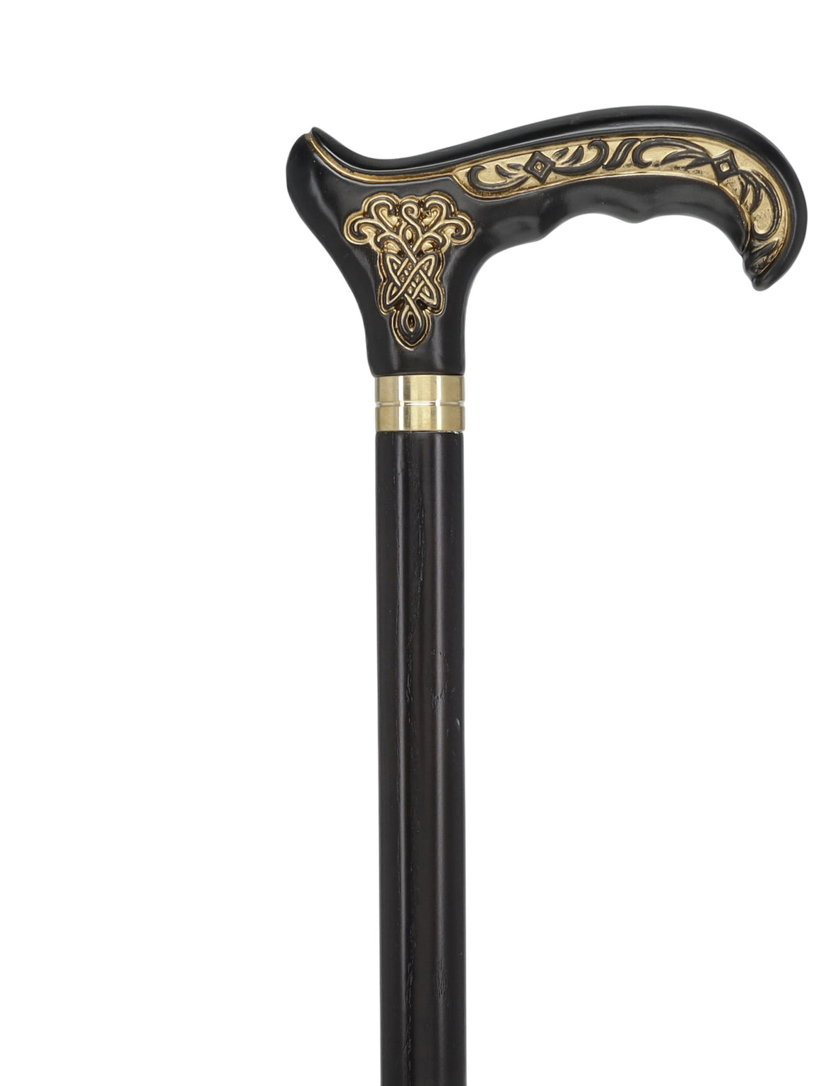 Handcarved Celtic Art : Oak Wood Cane Derby Handle Black Version
