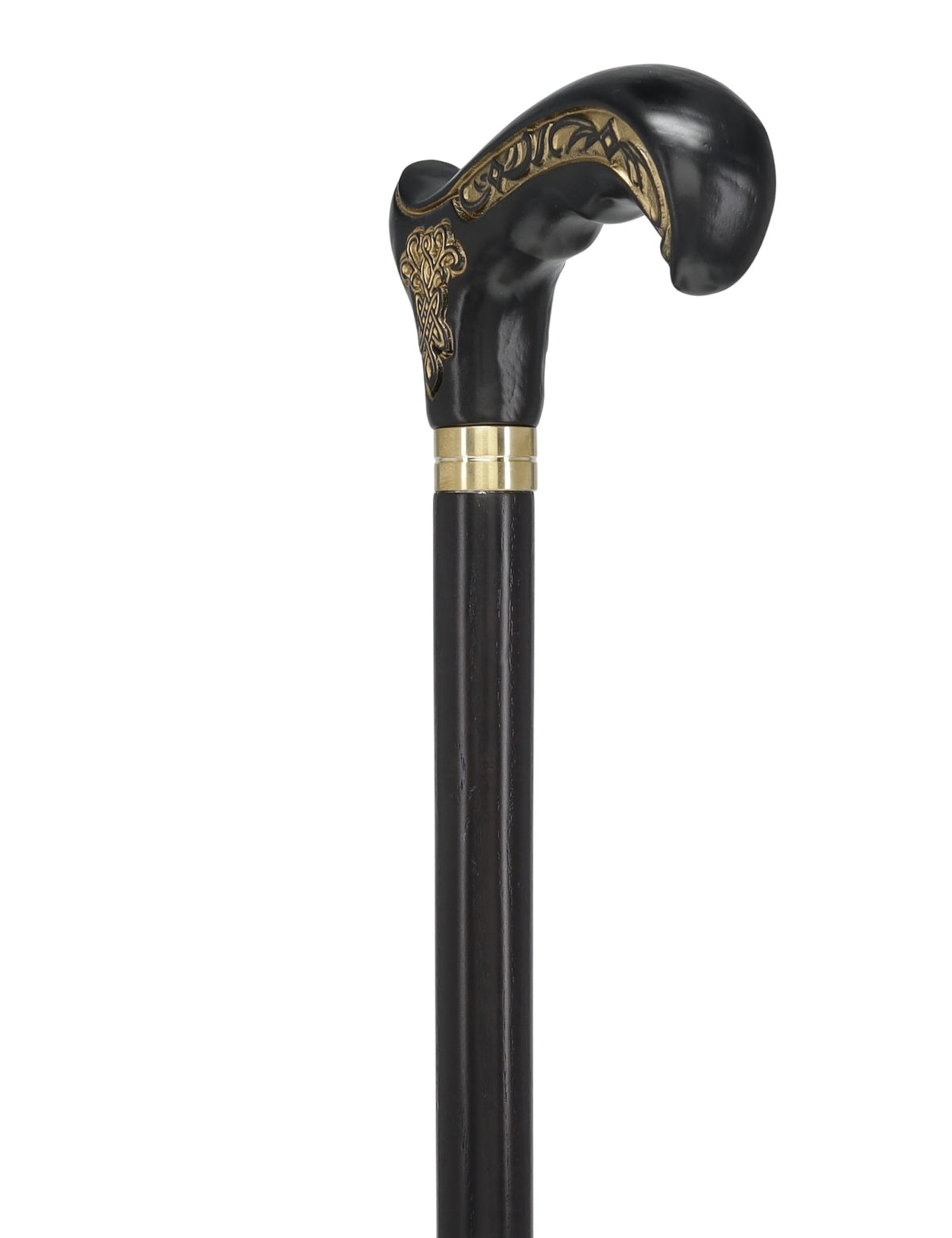 Handcarved Celtic Art : Oak Wood Cane Derby Handle Black Version
