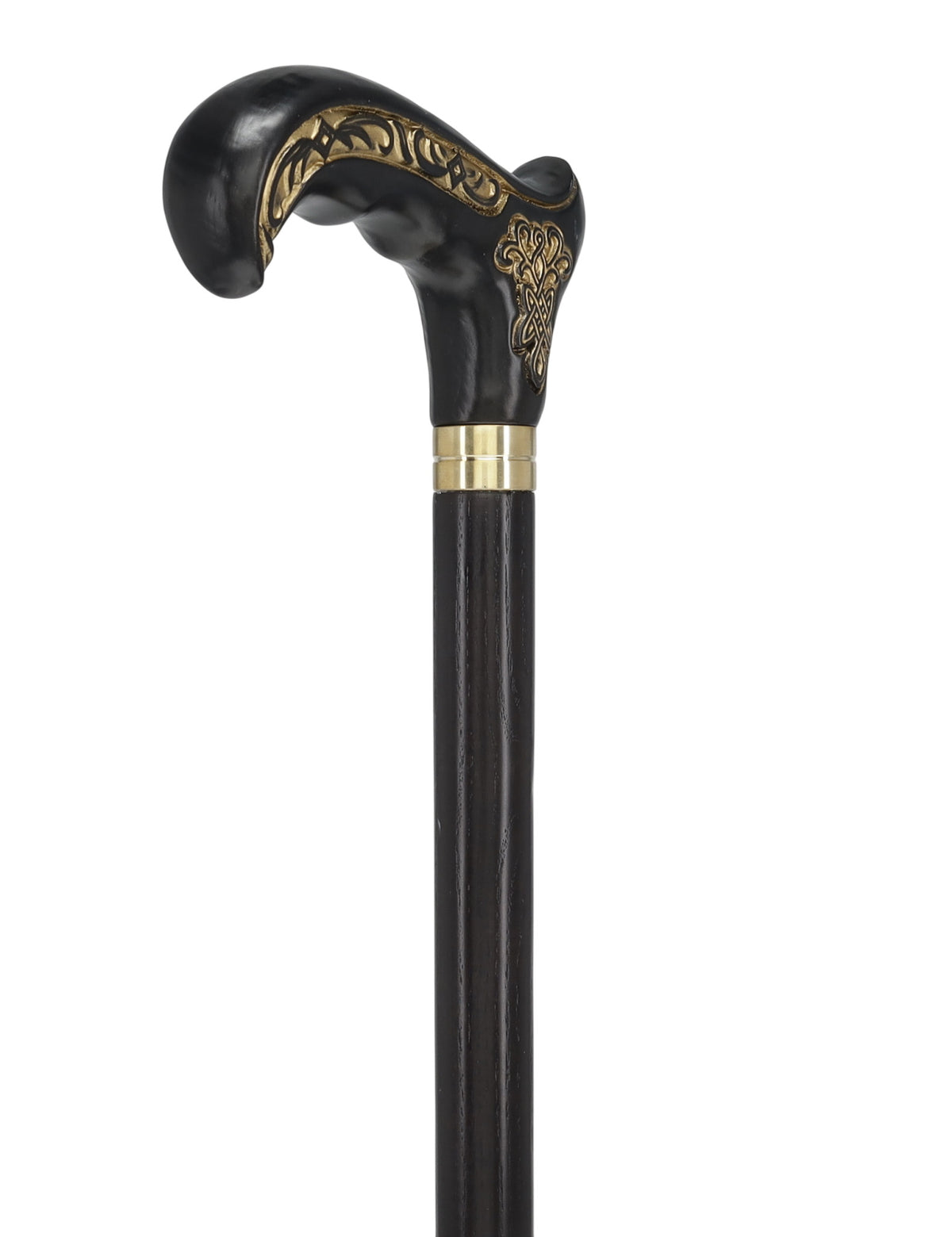 Handcarved Celtic Art : Oak Wood Cane Derby Handle Black Version