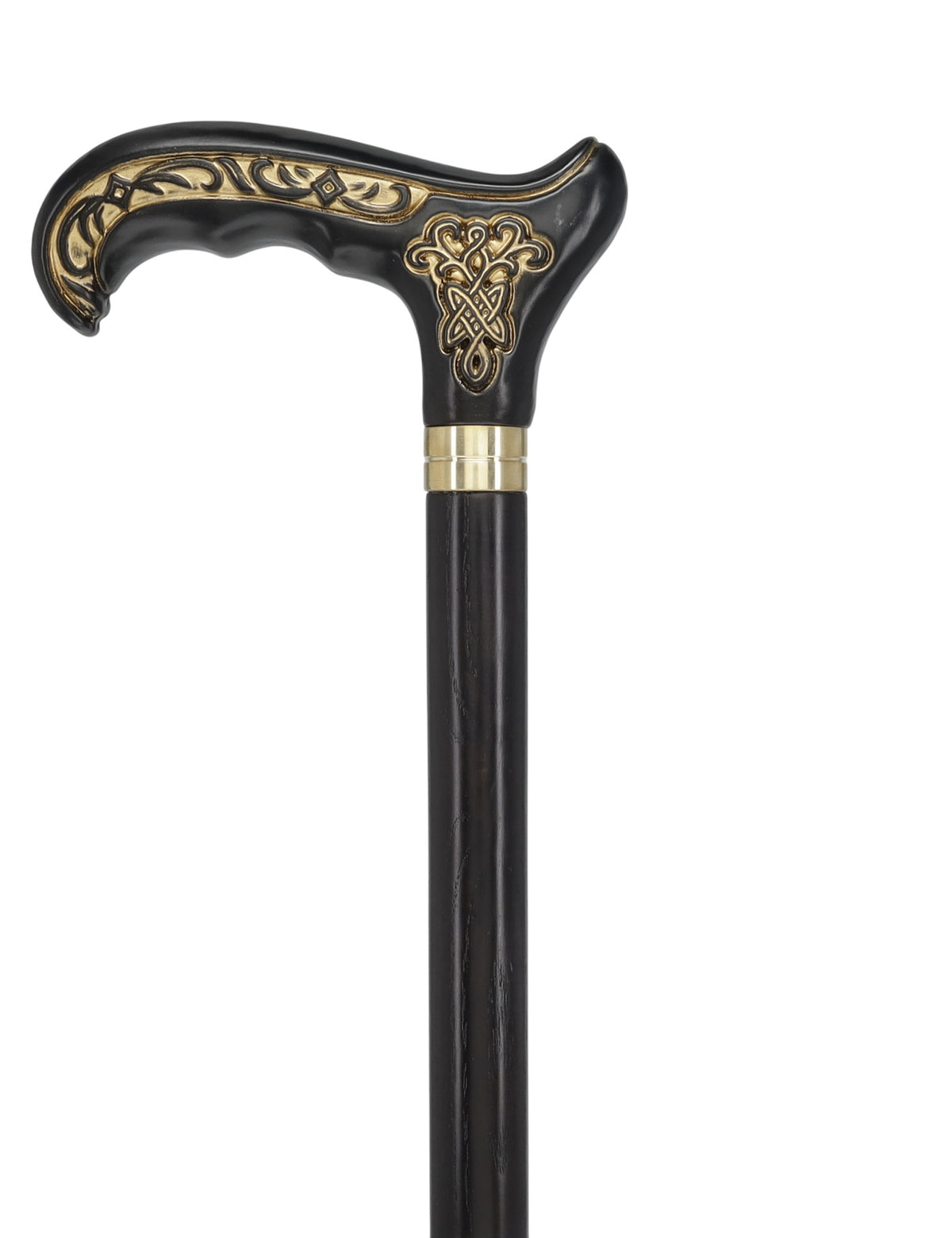 Handcarved Celtic Art : Oak Wood Cane Derby Handle Black Version