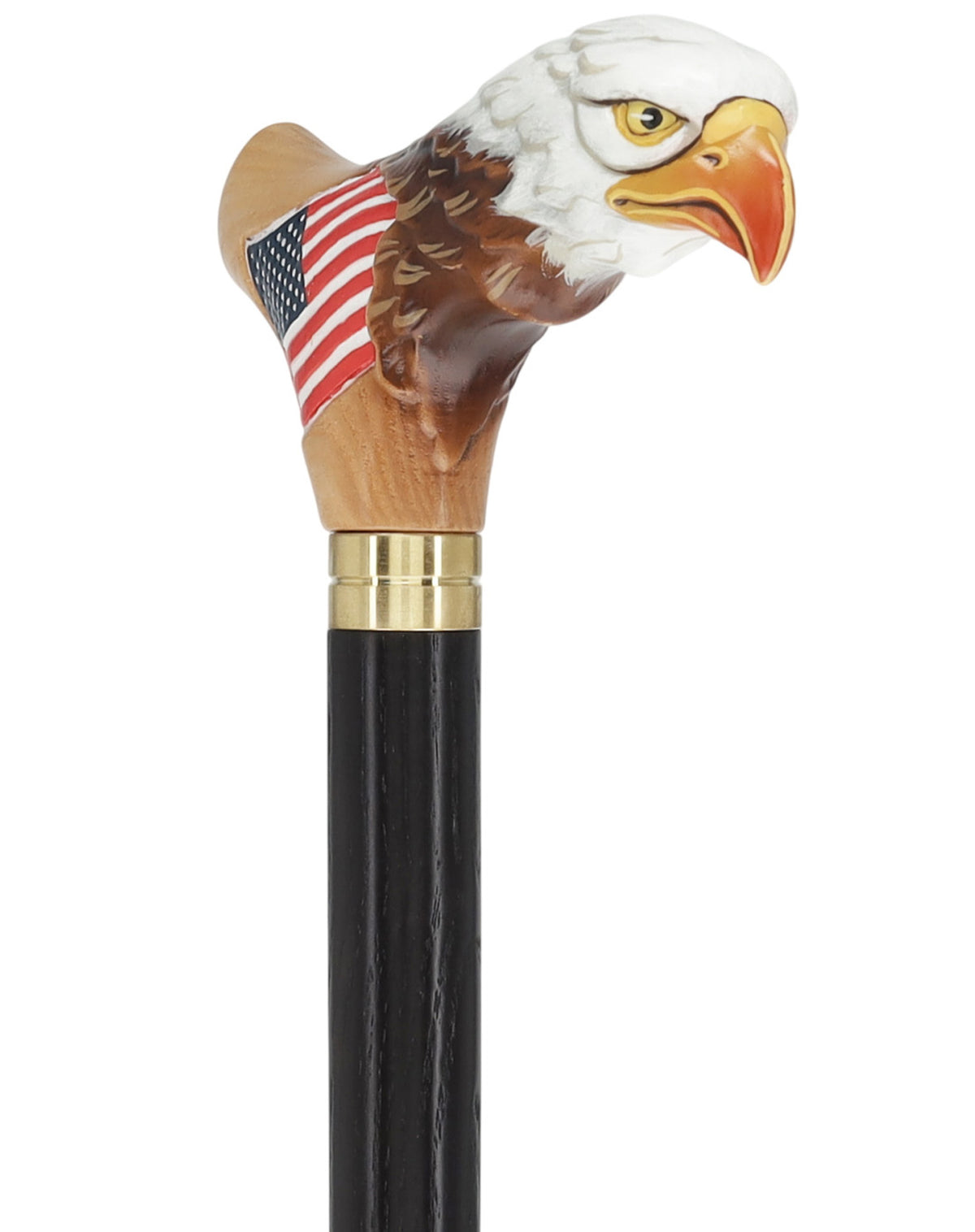 USA Bald Eagle Patriotic Handcarved Cane - Light Wood (ash)