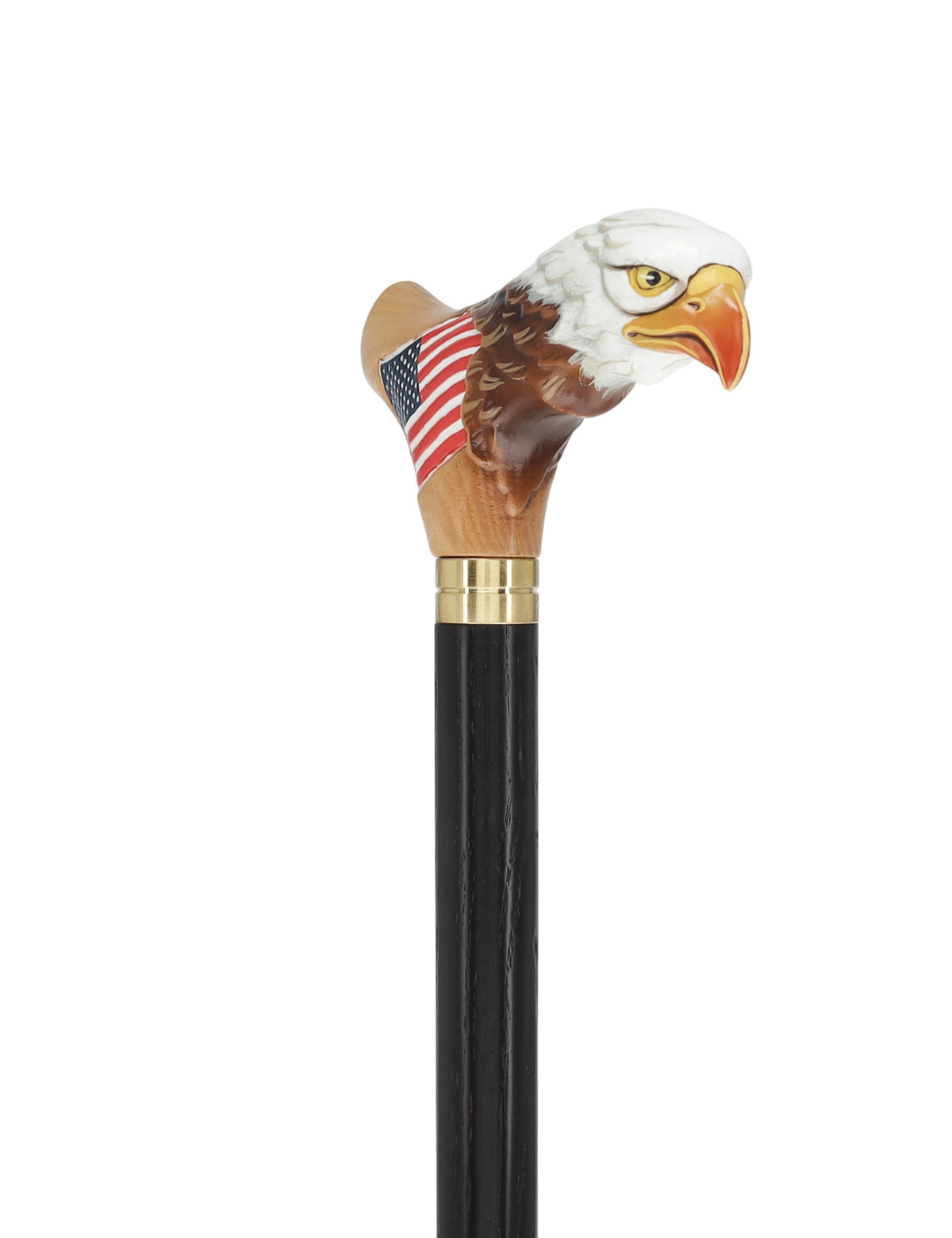 USA Bald Eagle Patriotic Handcarved Cane - Light Wood (ash)
