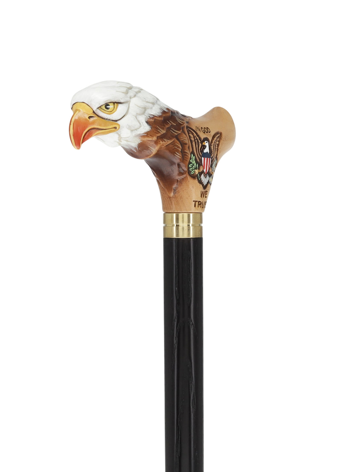 USA Bald Eagle Patriotic Handcarved Cane - Light Wood (ash)