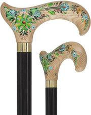 Emerald Melody Handcarved Design on Light Wood
