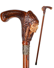 American Indian Chief Dark Handle Cane