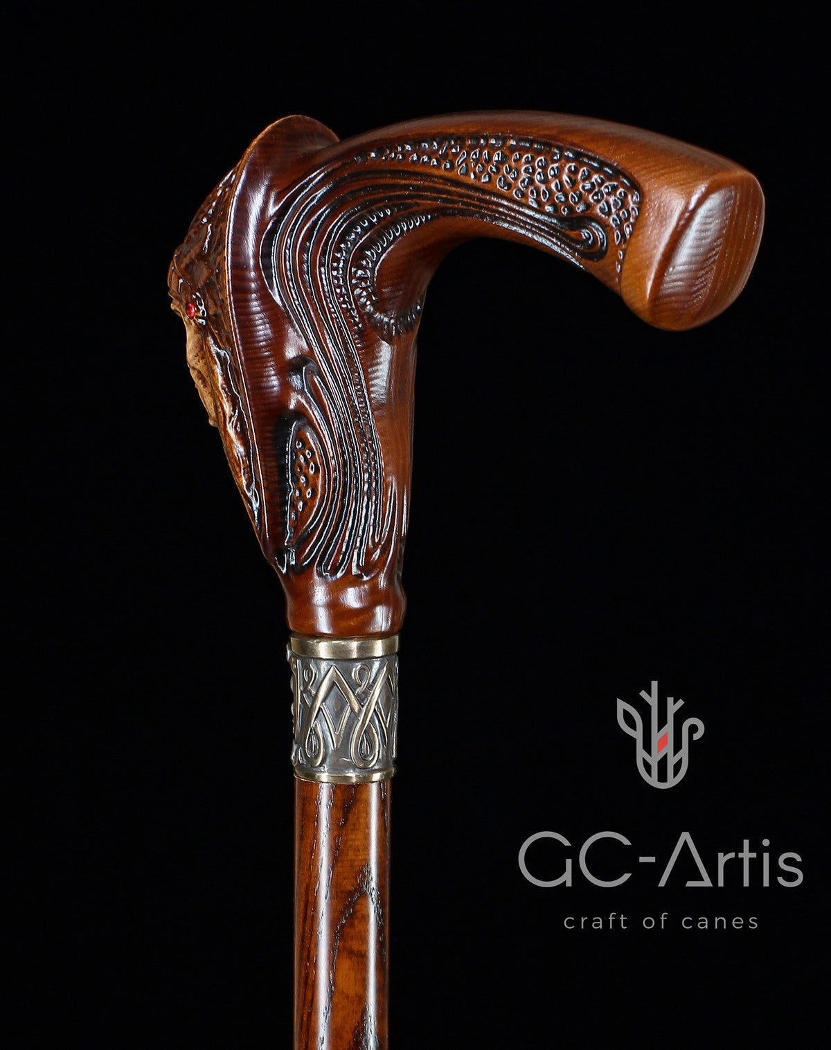 American Indian Chief Dark Handle Cane