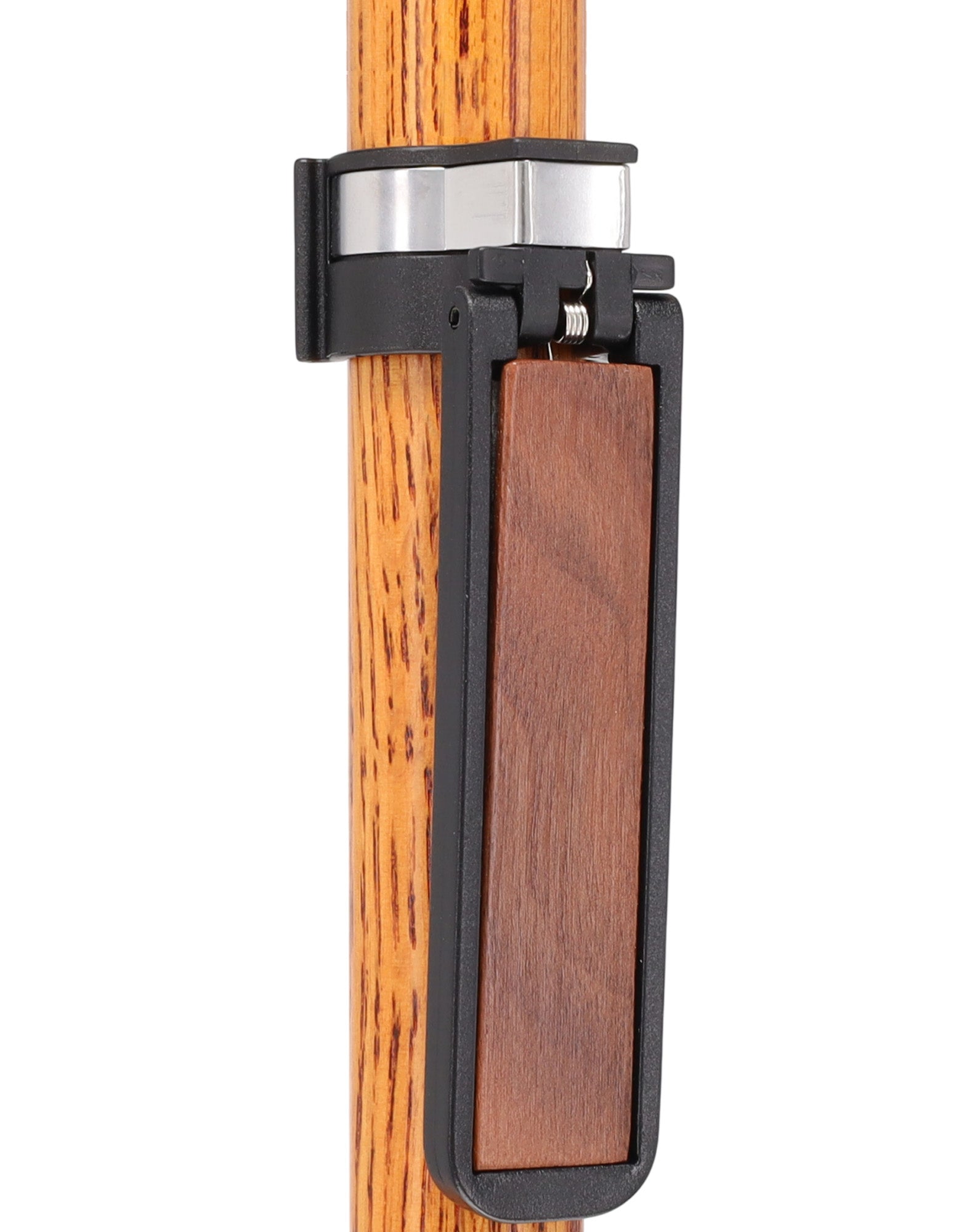 Auto Flip-Up Walnut Wood Cane Holder: Easy Store-Away Design